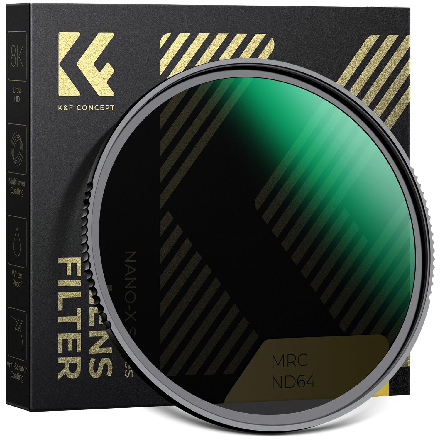 K&F CONCEPT 62mm NDフィルター ND64 28層ナノコーティング 光学ガラス 撥水防汚キズ防止 減光フィルター（NANO-Xシリーズ）【メーカー直営店】