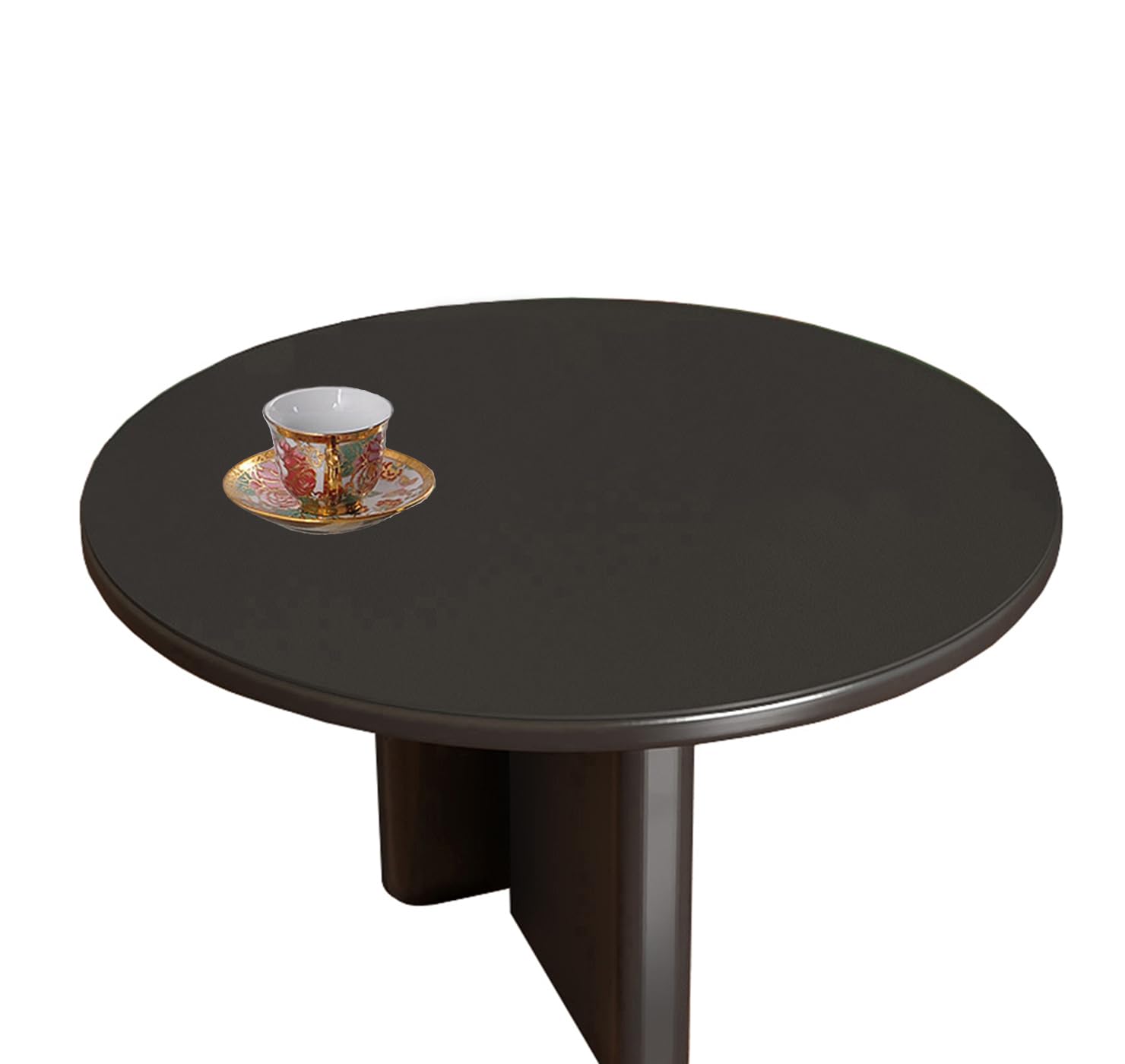 EGROON PUレザー製 テーブルクロス テーブルマット デスクマット テーブルカバー 円形 直径50cm-140cm 多機能 撥水加工 耐久 汚れ防止 両面 ブラック+グレー 円形 直径 90cm