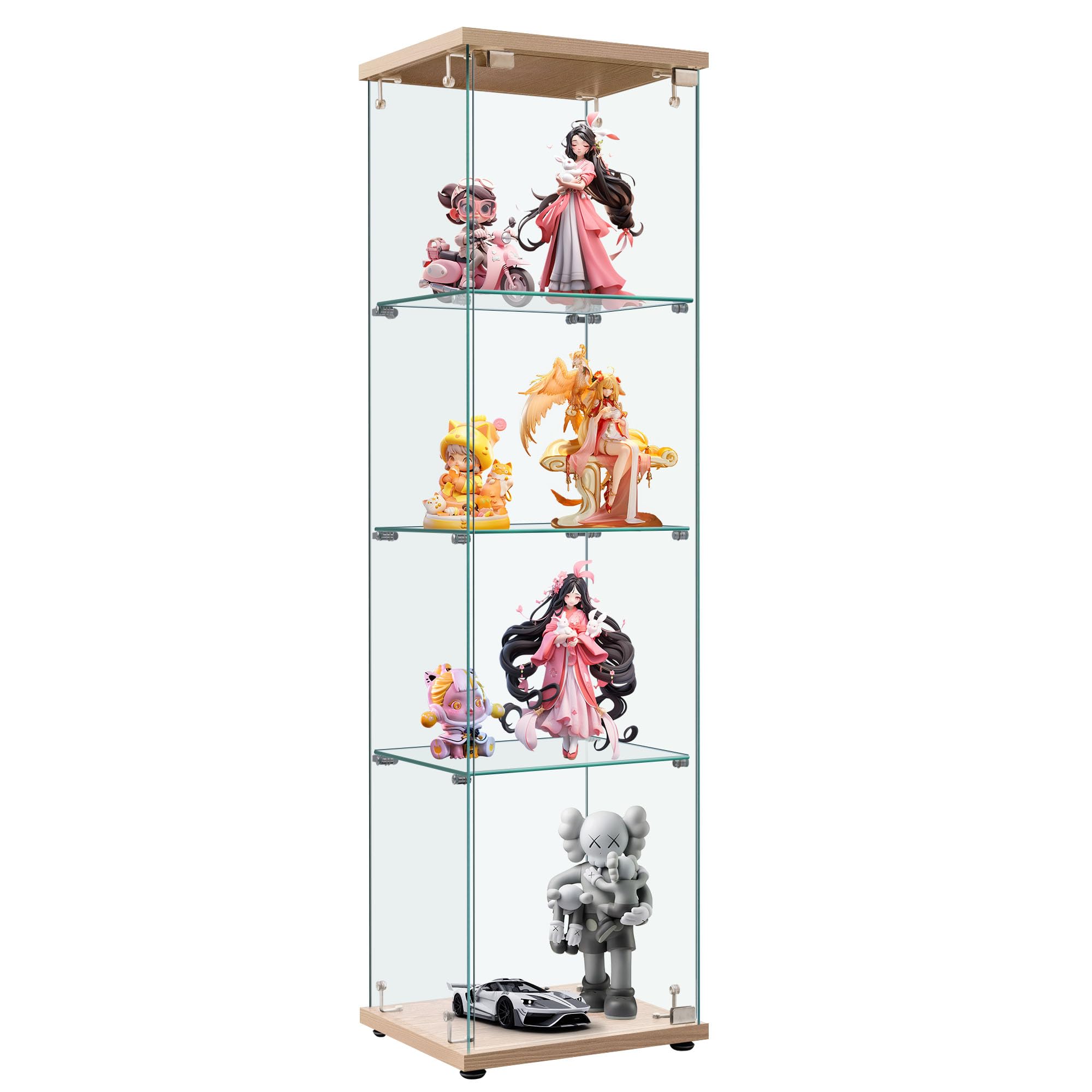 オーエスジェイ(OSJ) コレクションケース フィギュアケース 4段 幅42.5×奥行36.5×高さ162cm 強化ガラス 全面ガラス ナチュラル