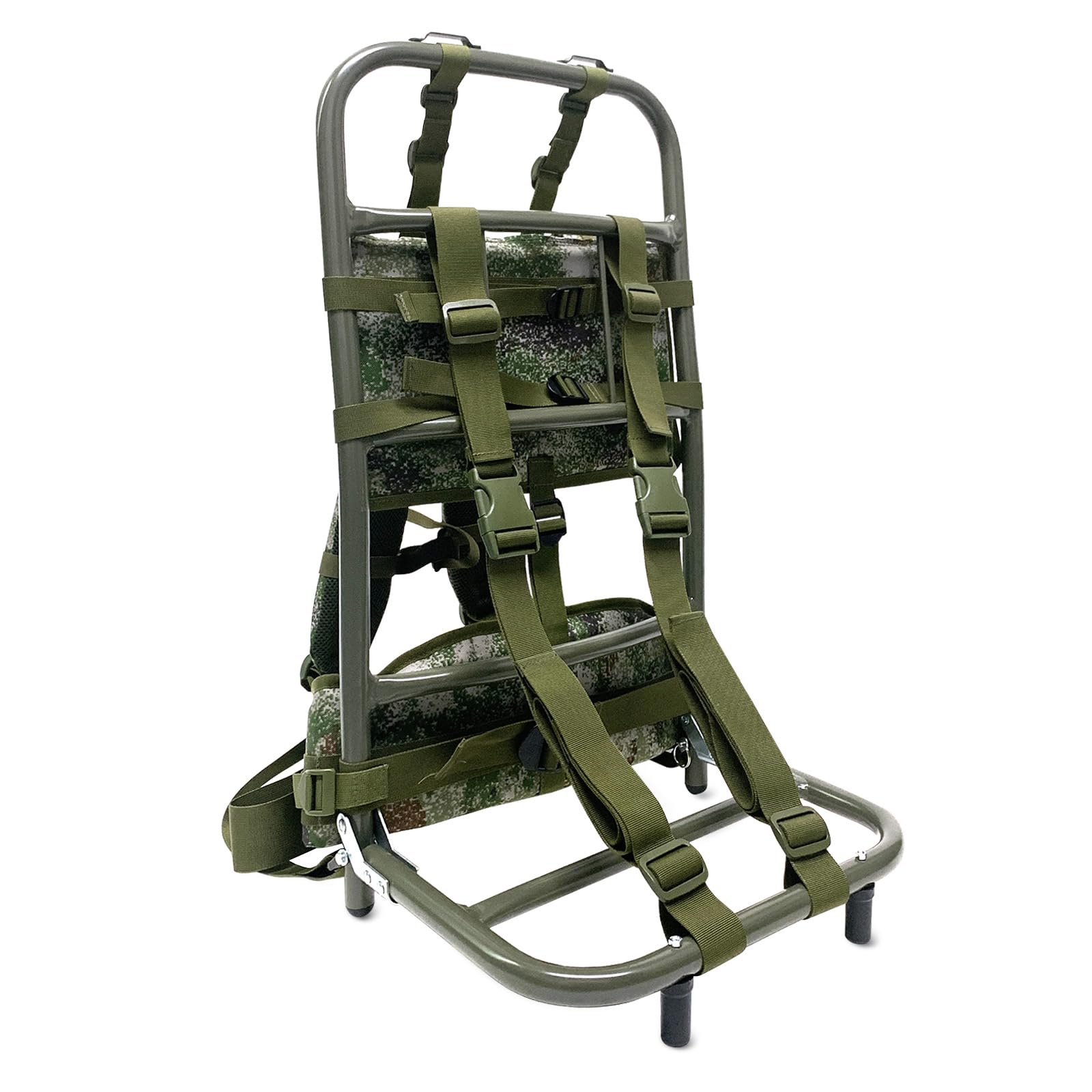 楽天SelectSHOP 岐阜 楽天市場店[PAKESI] キャリー 背負子 登山用 アルミ合金 ポータブル 折りたたみ式 耐荷重60KG 頑丈 バックパック外枠 釣り/キャンプ/アウトドア 迷彩 37*25*73cm