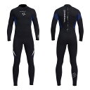 Owntop ウェットスーツ フルスーツ メンズ 3mm ストレッチ ネオプレン素材 日焼け止め UVカット 保温 ワンピース ダイビング サーフィン フィッシング マリンスポーツ 男性 ウォータースーツ ブラック+ブルー M
