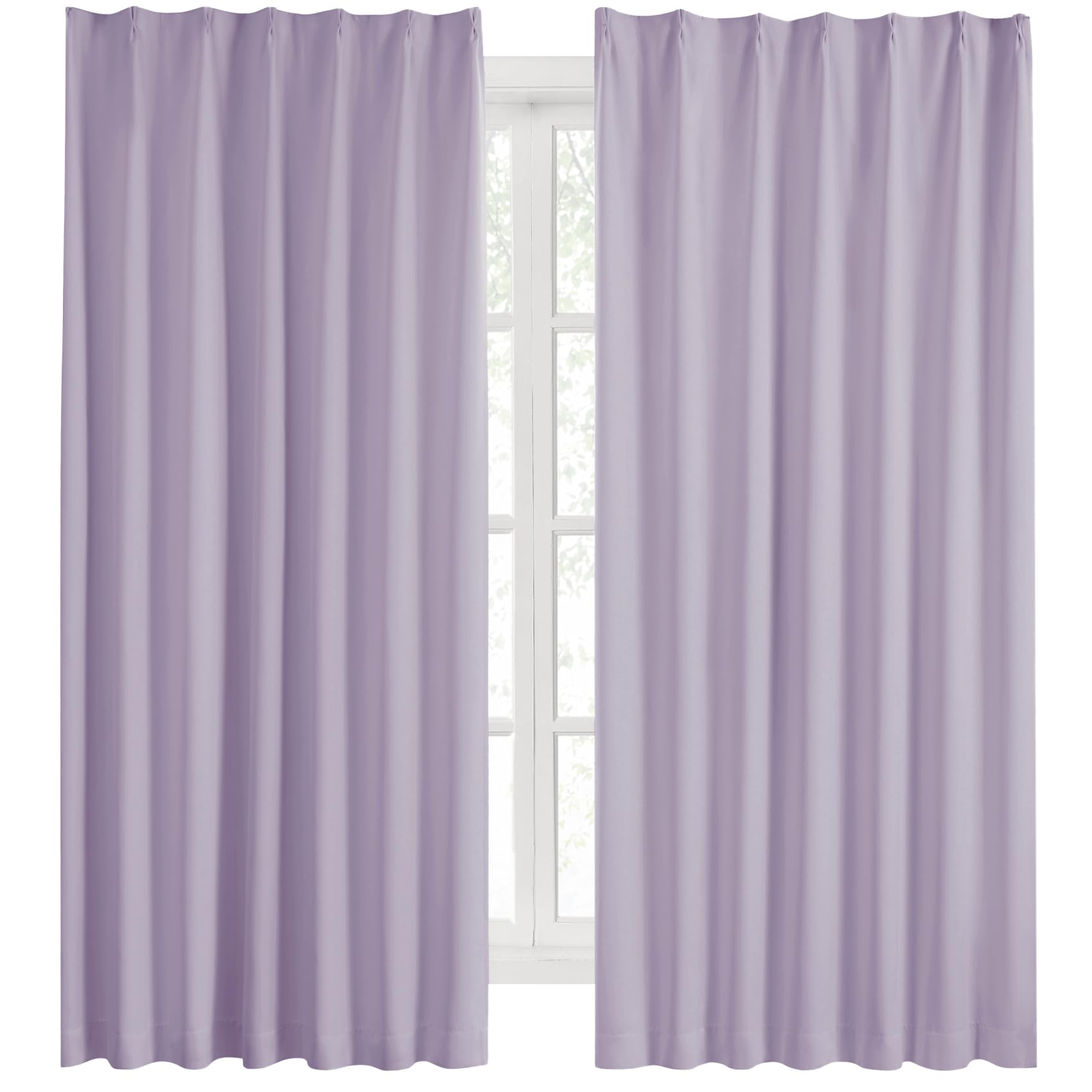 Hansleep カーテン 1級遮光 2枚組 幅100cm丈178cm 紫 藤 断熱 防寒 防音 省エネ 厚手 無地 おしゃれ 洗える リビング用 (パープル, 幅100cm×丈178cm)