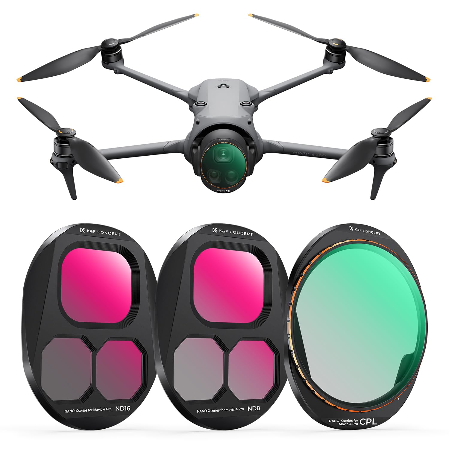 Rakuten - K&F Concept DJI Mavic 4 Pro専用 フィルターセット(CPL+ND8+ND16) NDフィルター CPLフィルター 保護 反射防止 光量調節 動画撮影 偏光レンズ 軽量設計 28層コーティング プロ級画質向上