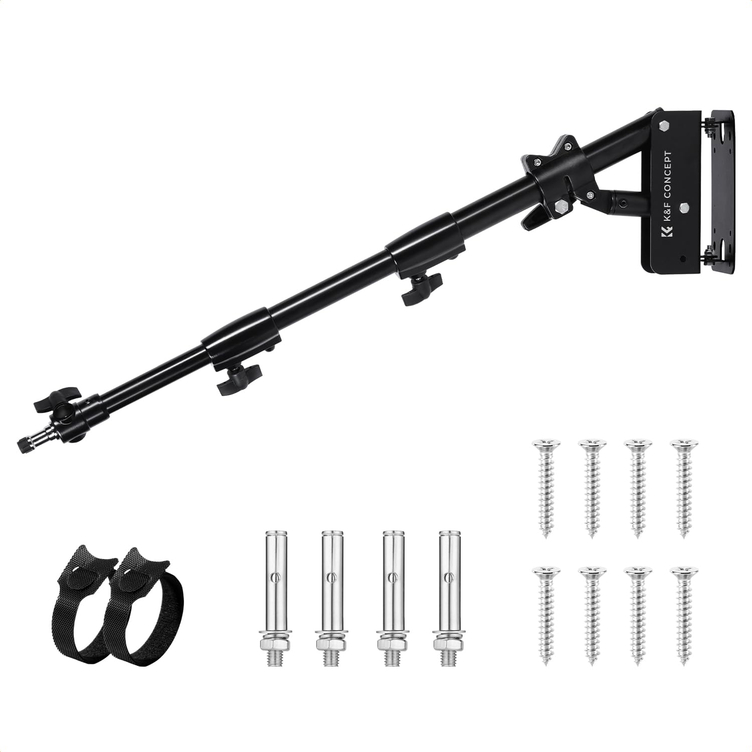 Rakuten - K&F CONCEPT 壁掛けブームアーム 三角形 ライトスタンド 壁掛け 102cm 10kg耐荷重 180°回転 金属製