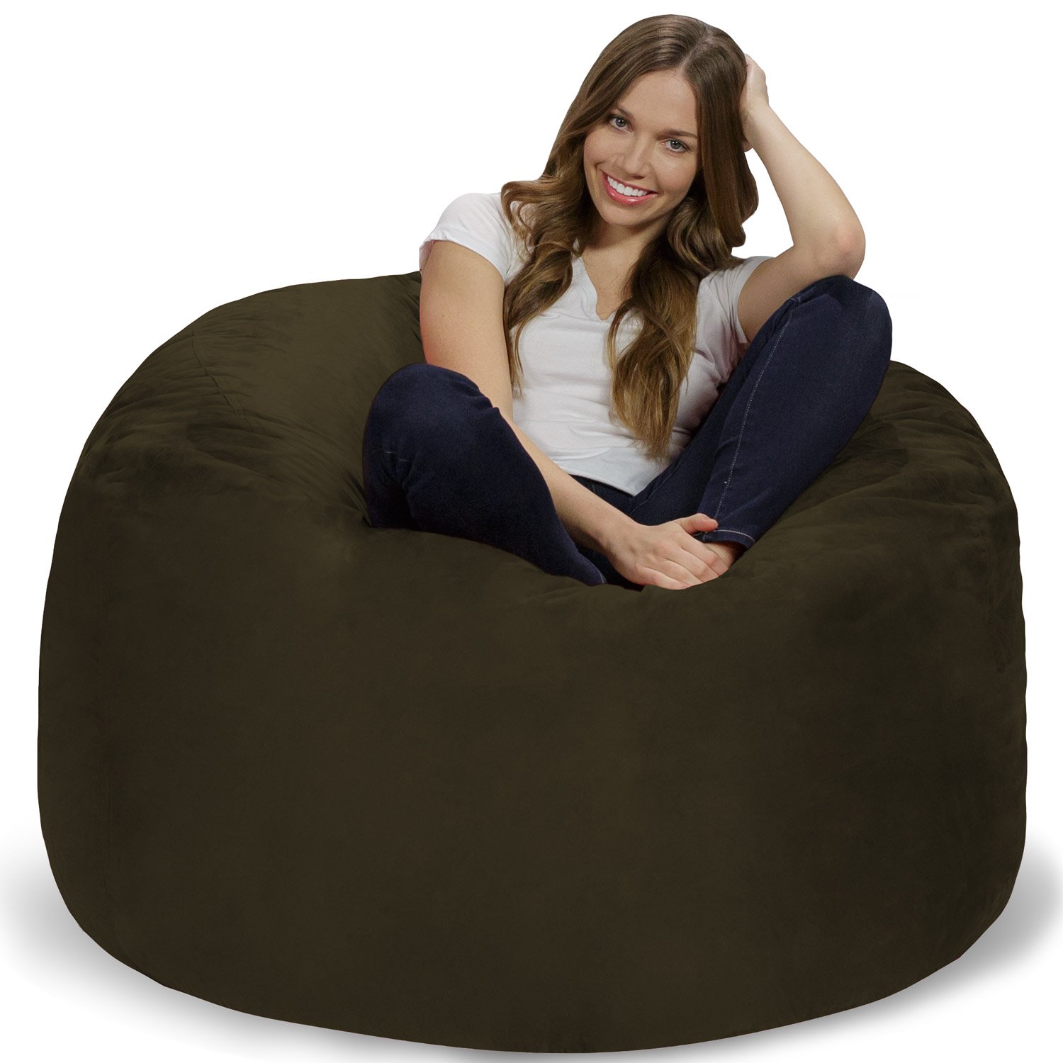 チルサック(Chill Sack) ビーンバッグチェア ソファ オリーヴブラウン ポリウレタンフォーム ソフトマイクロファイバーカバー付き 大型 122×122×76cm 