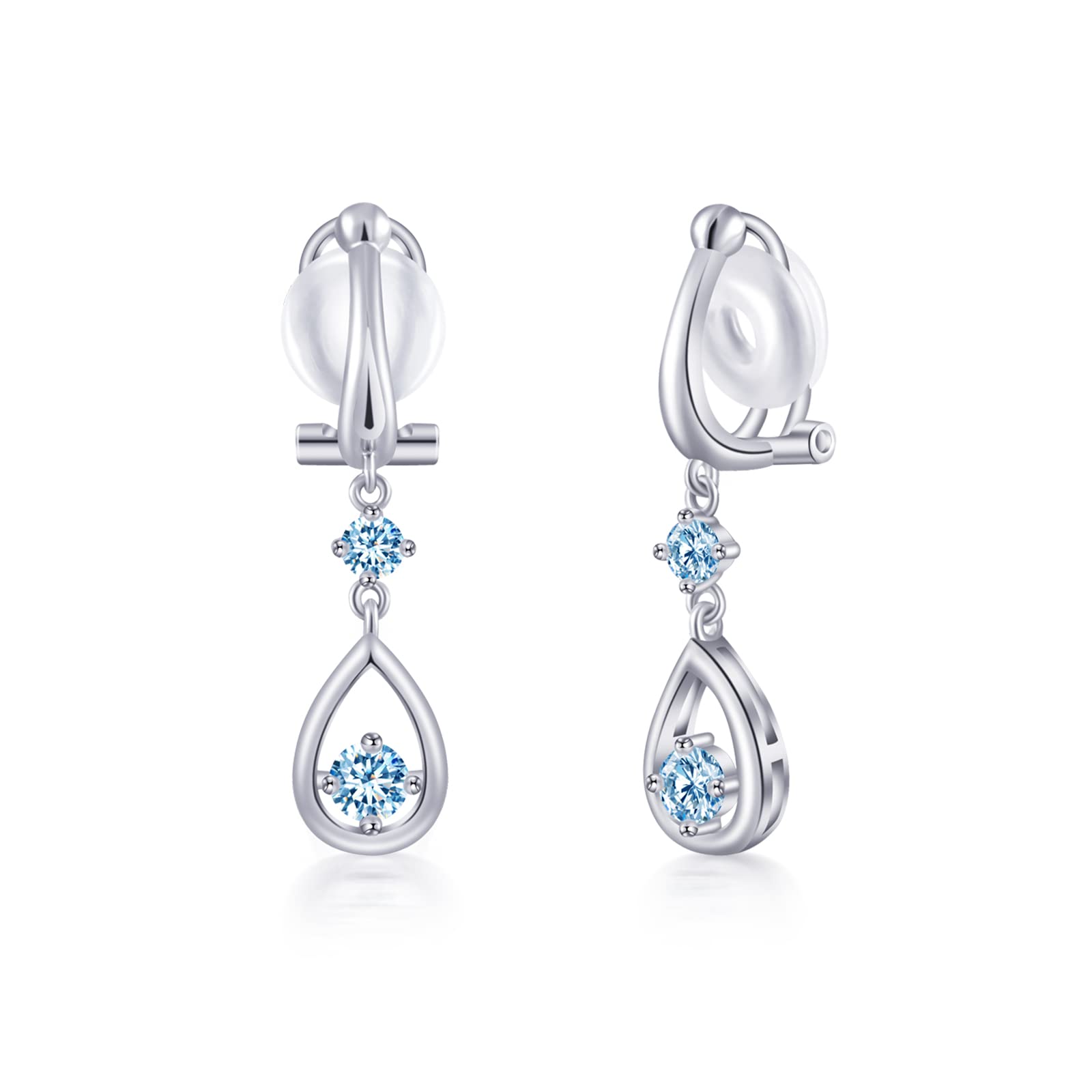 Free bird アクアマリン イヤリング レディース 人気 「純粋な心」 揺れる ノンホールピアス 金属アレルギー対応 シルバー925 3月の誕生石 品質 ...