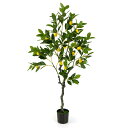 GYMAXフェイクグリーン 大型 人工観葉植物 観葉樹 フェイク 爽やかなレモンの木 高さ120cm 飾り用 水やり不要 メンテナンス簡単 室内 屋外 キッチン オフィス リビング 玄関 引っ越し祝い