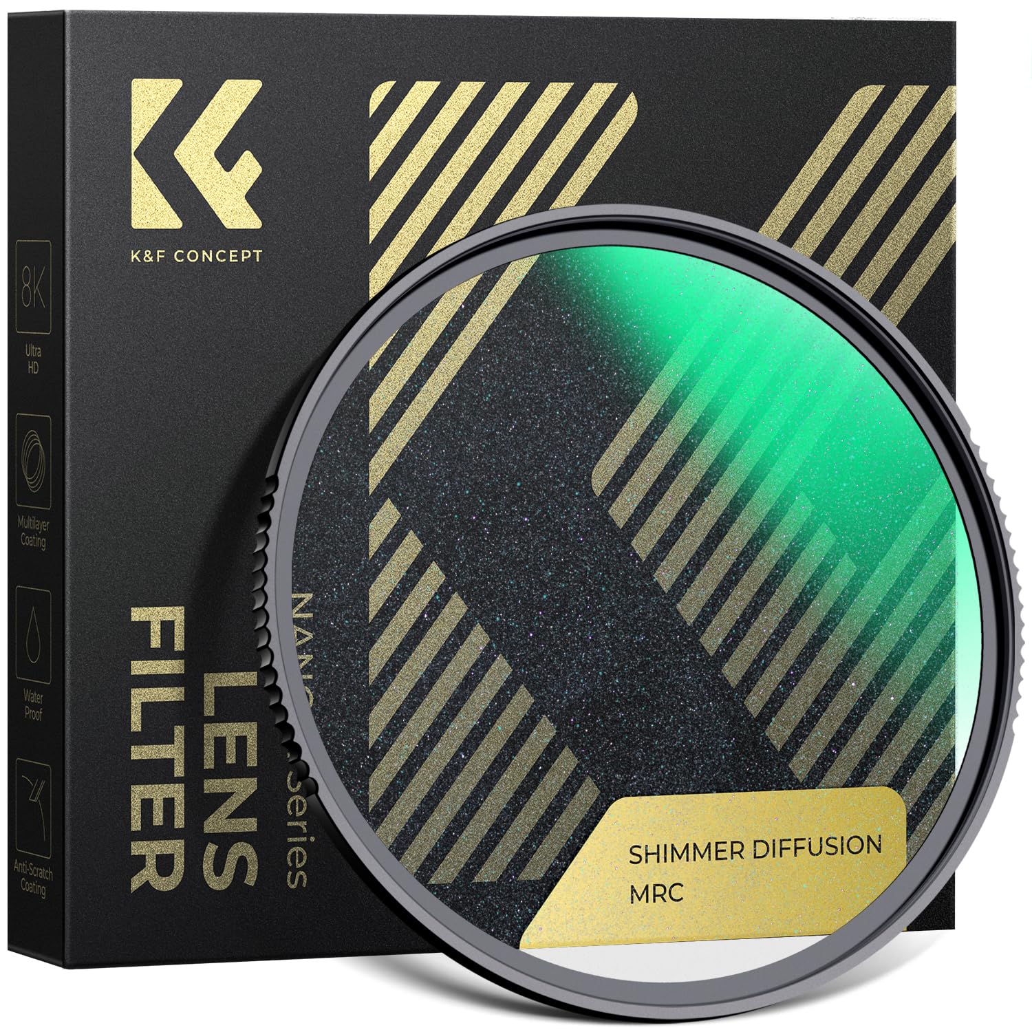 K&F CONCEPT 67mm Shimmer Diffusion 1 レンズフィルター 28層コーティング 柔らかな描写 防カビ 撥水撥油 擦り傷防止 ポートレート撮影に最適 （NANO-Xシリーズ）