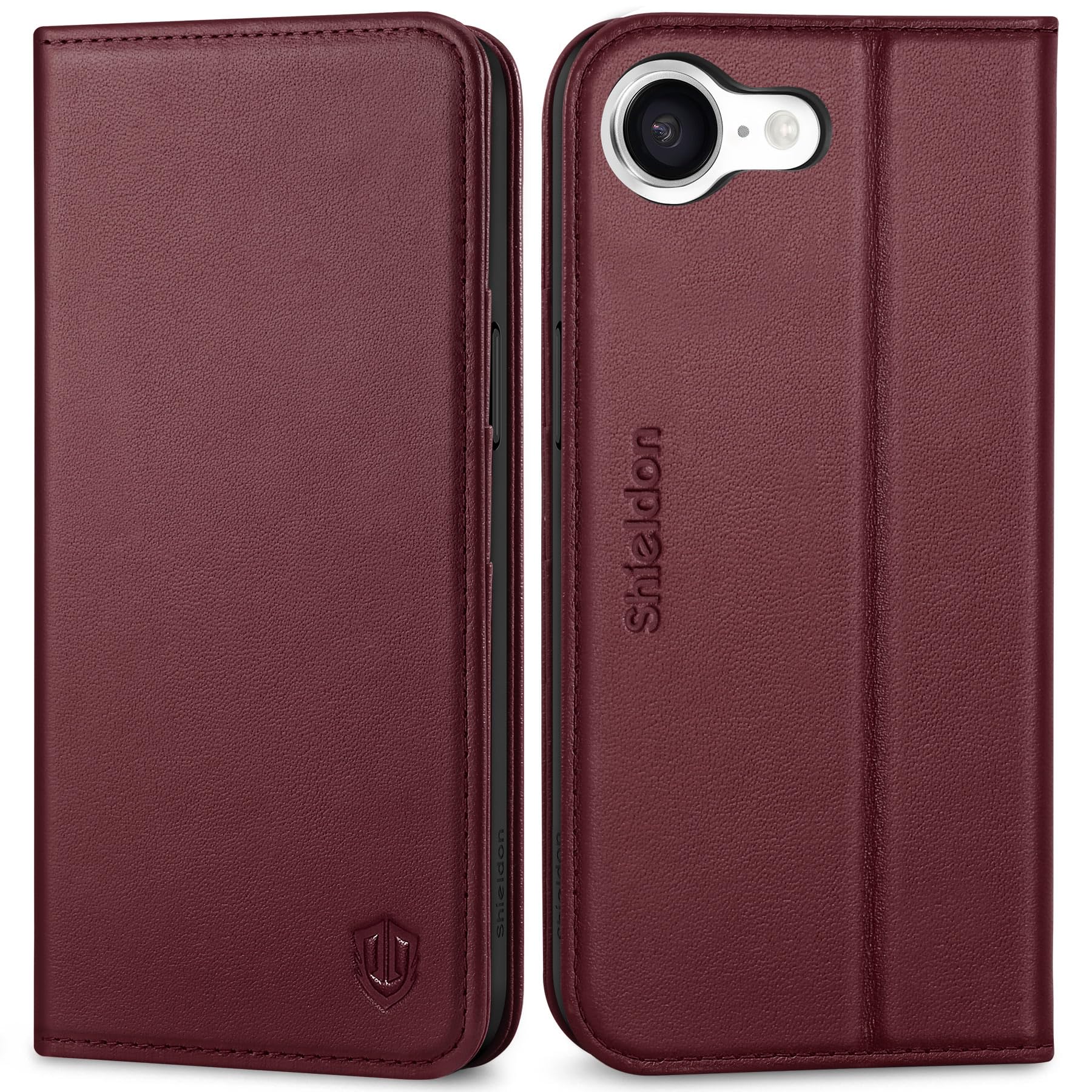 SHIELDON iPhone 16e対応ケース 本革 手帳型 アイホン16e 用 スマホカバー 衝撃吸収 TPU素材 カード収納 横置きスタンド機能 マグネット内蔵 [RFIDブロッキング] 全面保護 あいふぉん16e 対応スマホケース 2025年発売