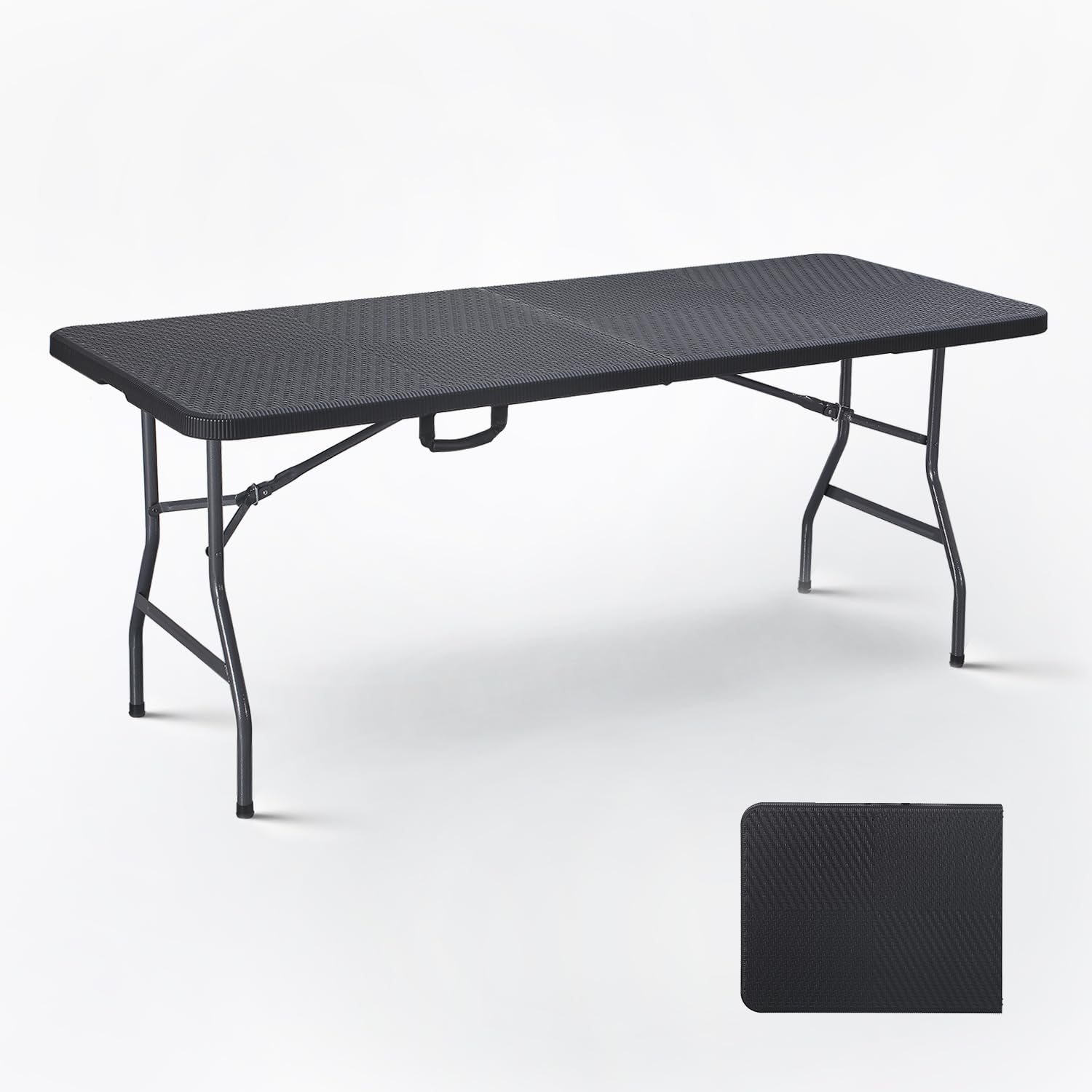 楽天SelectSHOP 岐阜 楽天市場店BOOSDEN アウトドア テーブル 折りたたみ 180x74x75cm 大きめ テーブル 組立不要 ダイニングテーブル 作業テーブ 持ち運び コンパクト 食卓 リビングテーブルル 室内/屋外 イベント ブラック