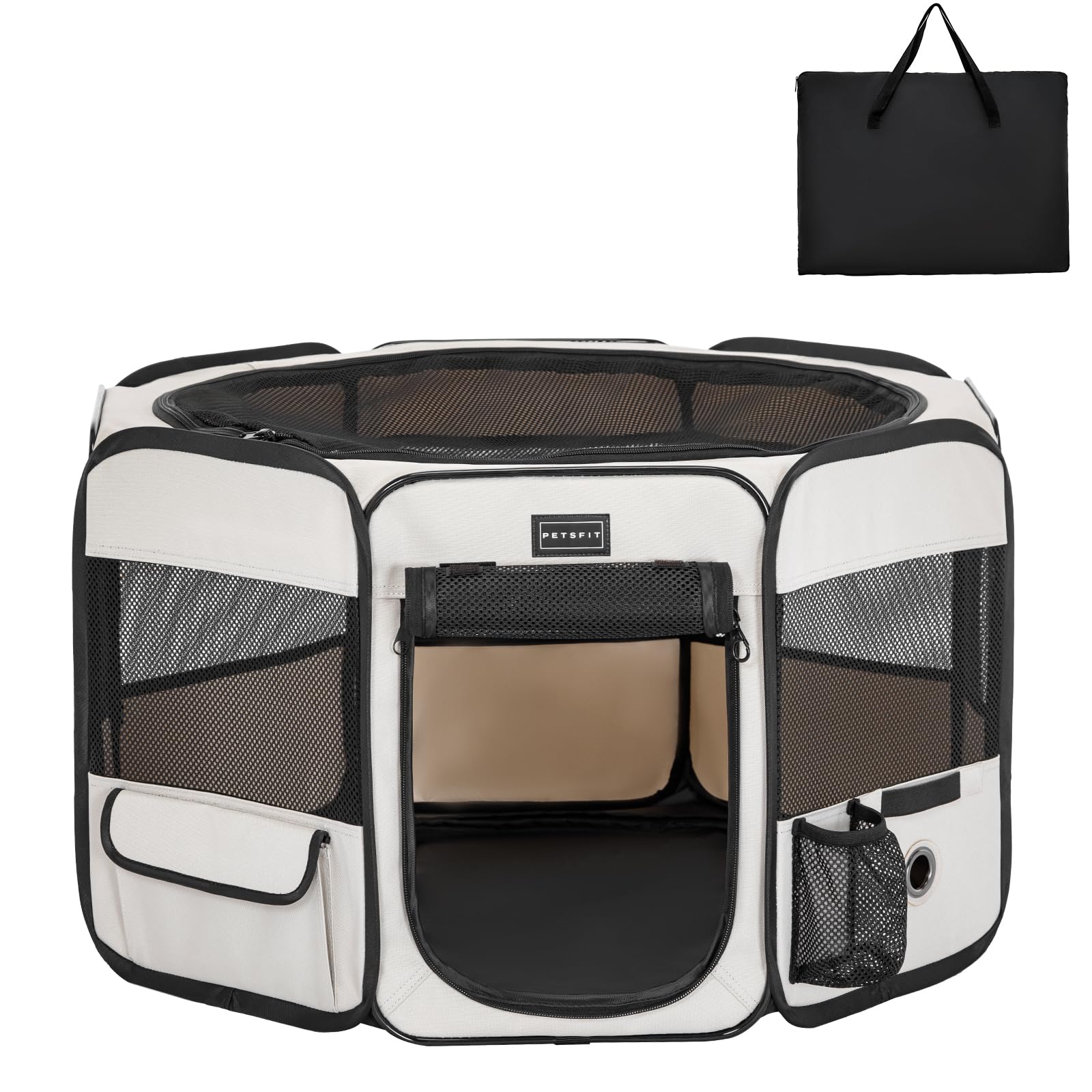 楽天SelectSHOP 岐阜 楽天市場店Petsfit 犬 サークル ペットサークル 八角形 ドッグハウス 【パッと開いてすぐ使える】 猫の産屋 猫の分娩室 折りたたみ 犬猫兼用 メッシュ 屋根付き 軽量 収納バッグ付き 部屋のインテリアに馴染み キャンプ アウトドア お出かけ用品 中大ペット