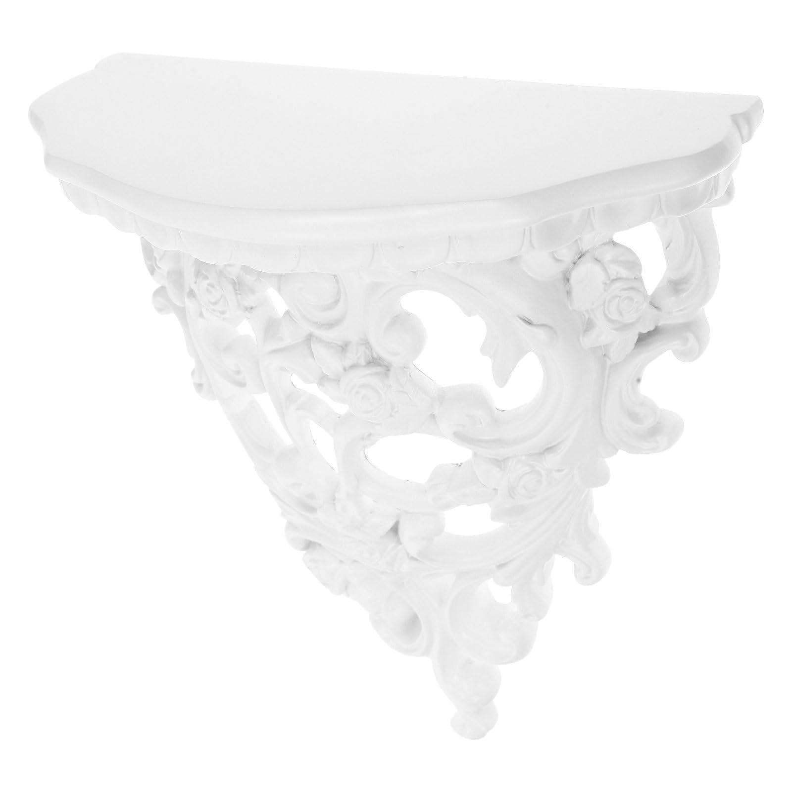 STOBAZA ウォールシェルフ 壁掛け 棚 フローティングシェル フ フローティング本棚 レトロ 装飾棚 アンティーク風 透かし彫り 立体デザイン ウォールコンソール ホワイト