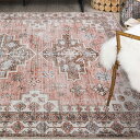 DECOMALL カーペット 3畳 ペルシャ風絨毯 ラグマット 洗える 花柄 160X230CM オールシーズン 滑り止め 軽量 ピンク 防臭 防ダニ 床暖房対応