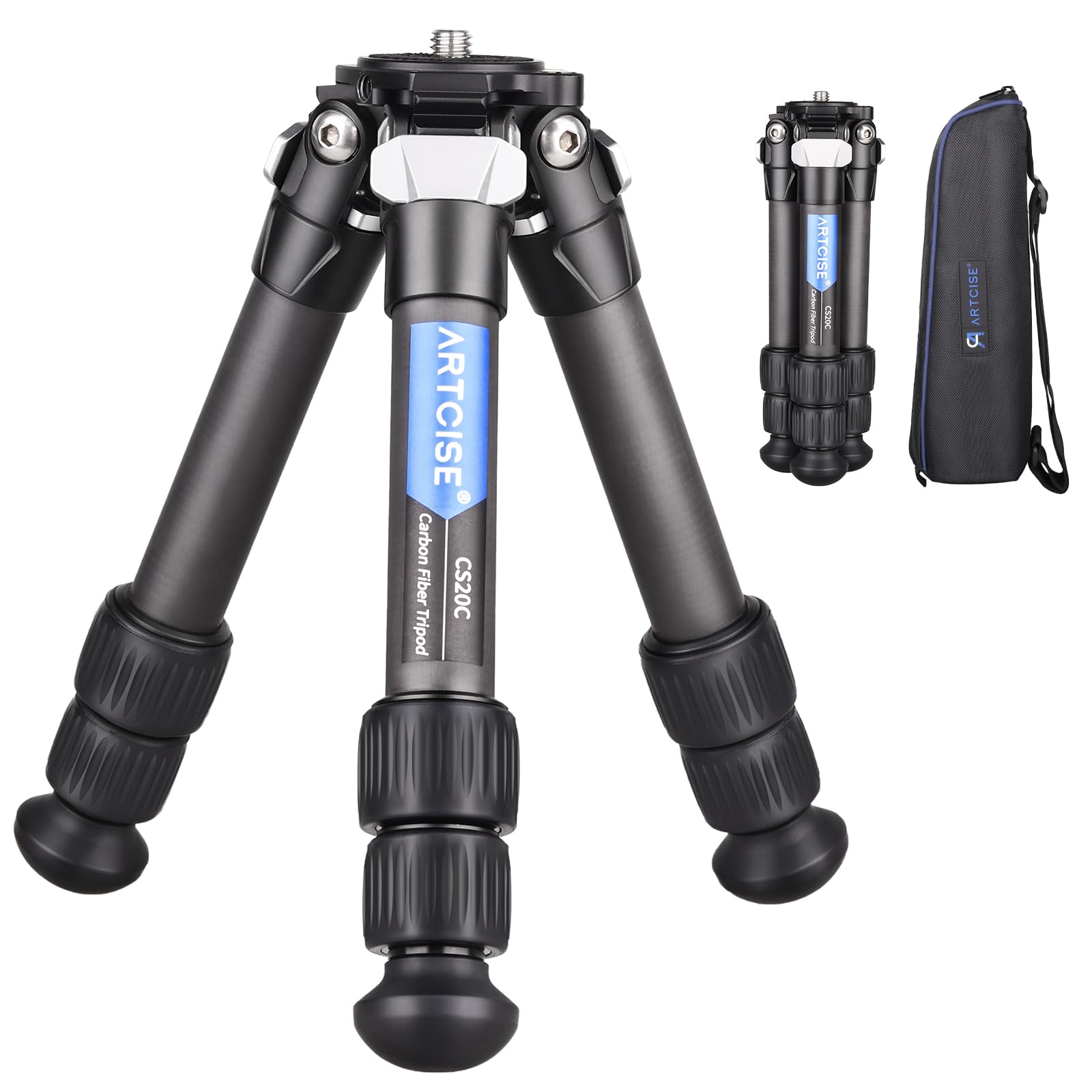 ARTCISE 22mm 管経カーボン 三脚 4.7cm-35.5cm使用高度 軽量 持ち運びに便利 カメラ ミニ卓上 三脚 DSLR/一眼レフ/ミラーレス など対応 収納バック付き 旅行用 最大耐荷重10キロ
