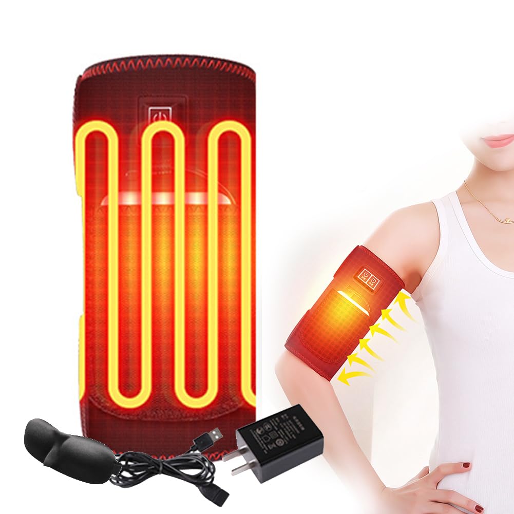 Rakuten - 「70℃・63℃・56℃の3段階温度調整」 MACOLAUDER 二の腕用サポーター 電熱 電気 ベルト 二の腕シェイパー 秋冬用 USB加熱 伸縮性 左右腕通用 男女兼用 1枚 洗濯可能 フリーサイズ ブラック