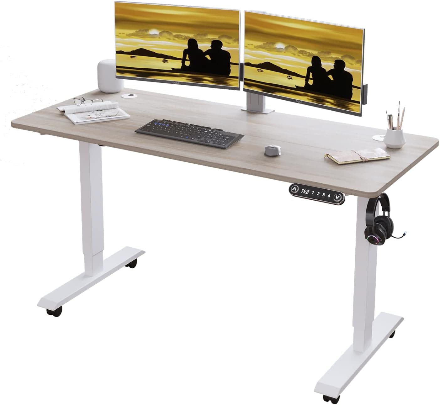 Rakuten - BilBil デスク パソコンラック つくえ 電動昇降式 机 120CM×60CM 電動式スタンディングデスク オフィスワークテーブル 昇降式机 ゲーミングデスク 電動式 高さ 71-117CM 高さ調節可能 メモリー機能付き