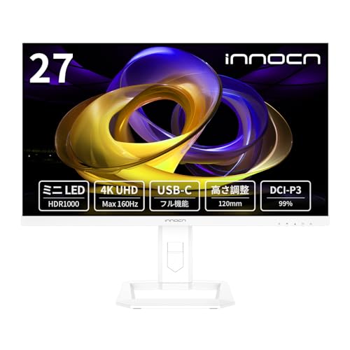 楽天SelectSHOP 岐阜 楽天市場店INNOCN 27M2V Lite 27インチ ミニLED 4Kモニター QD 量子ドット HDR1000 最大輝度1000 UHD@160Hz PCモニター 動画編集 デザイン HDMI/DP/USB-C 65W 非光沢 VESAブルーライト軽減 日本語