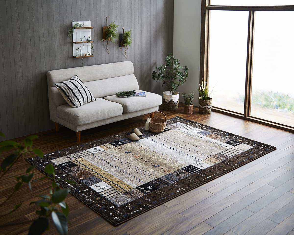 Rakuten - イケヒコ 玄関 選べる マット ラグ ウィルトン 単品 イビサ ブラウン 約80×140cm 厚み 約15mm トルコ製 へたりにくい 耐久性 弾力性 抗菌防臭 消臭 ギャベ柄 エレガント 洗濯不可 おしゃれ ふわふわ #1320370060101