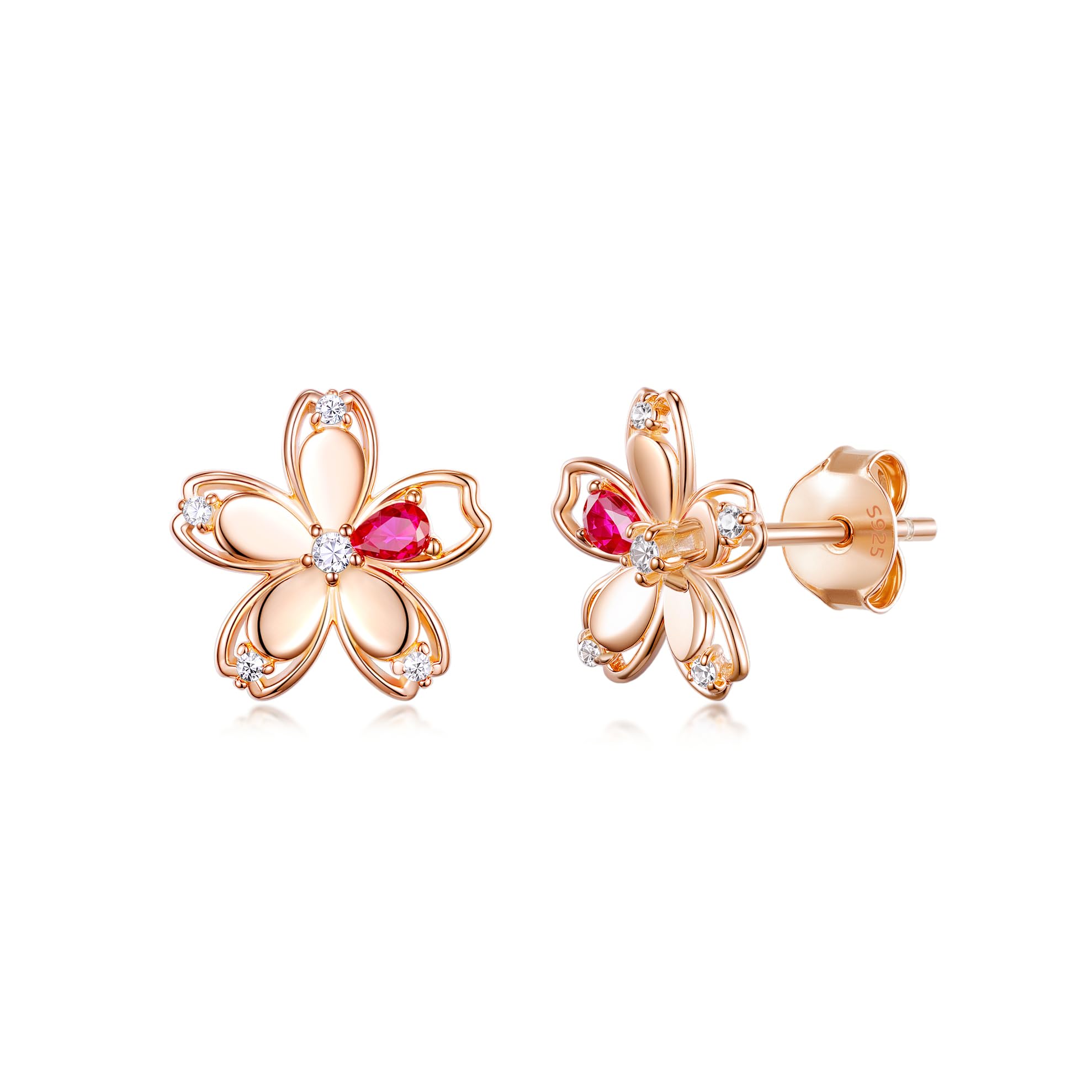 immobird ルビー ピアス レディース 桜 18金 ピアス つけっぱなし 和モダンなデザイン ピンクゴールド ..