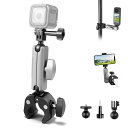 PULUZ GoPro用クランプマウント スーパークランプ 1/4ネジ付き カメラ 強力クランプ アルミ合金製 360°回転 角度調整 バイクハンドルマウント グリッパー 滑り止め 強力固定 マジックアーム 耐久性 自転車・バイク・ロッド・チューブに最適