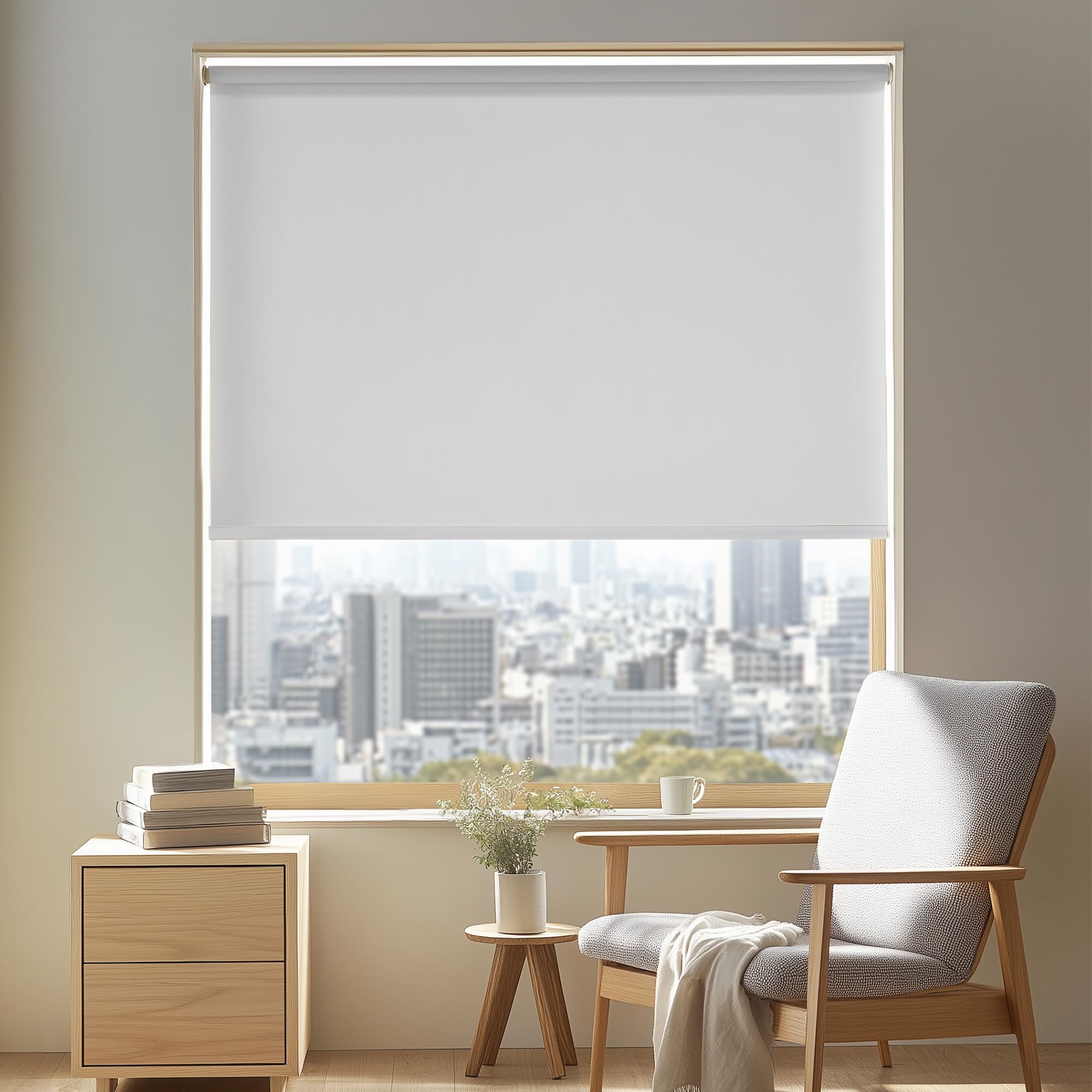 Deconovo ロールスクリーン ロールカーテン 1級遮光 断 熱 遮熱 防音 防寒 UVカット 13サイズ 表裏同色 幅180cm 丈135cm ホワイト