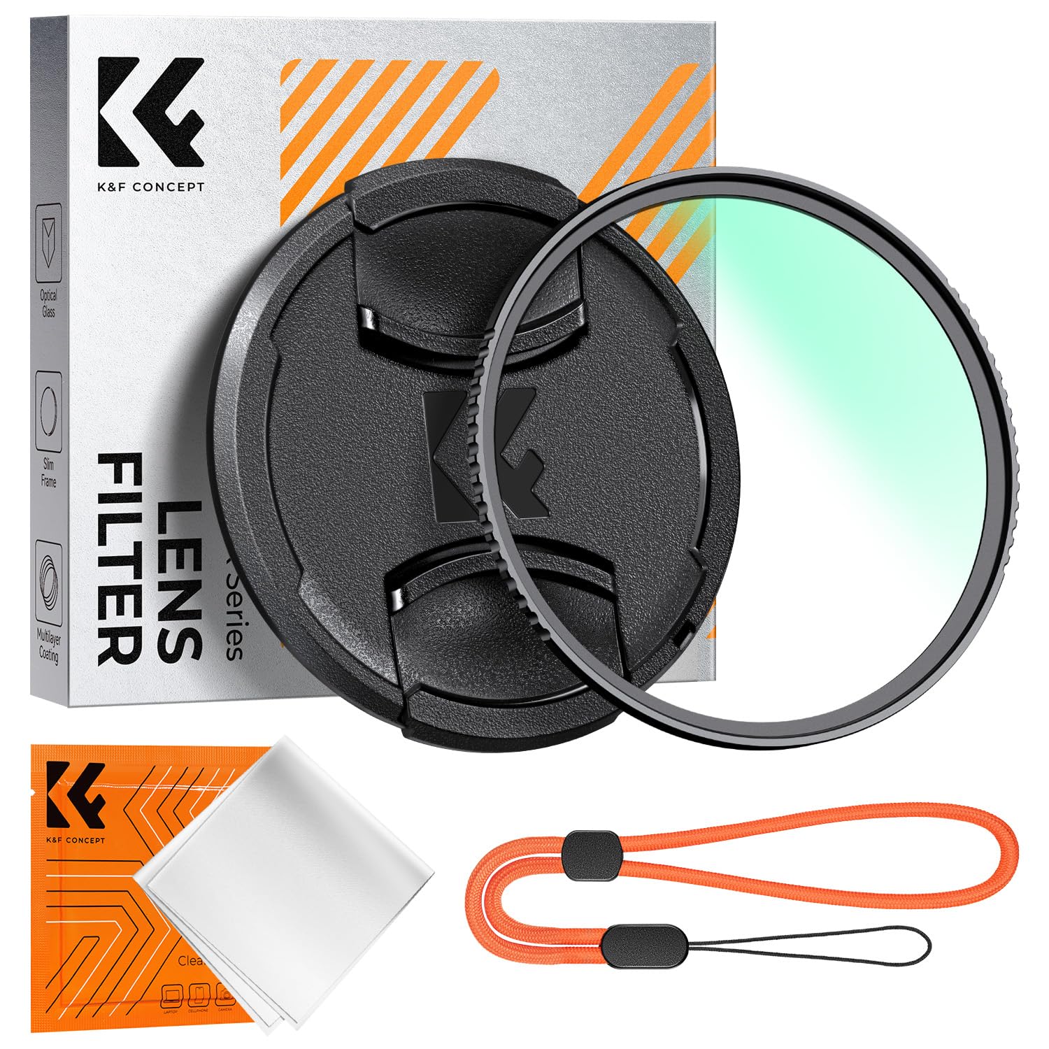 K&F CONCEPT 95mm MCUVフィルター レンズ保護フィルター レンズキャップ付き 高透過率 18層コーティング 紫外線カット 光学ガラス 薄枠 レンズ保護用 1枚クリーニングクロス付属（Nano-Klear）