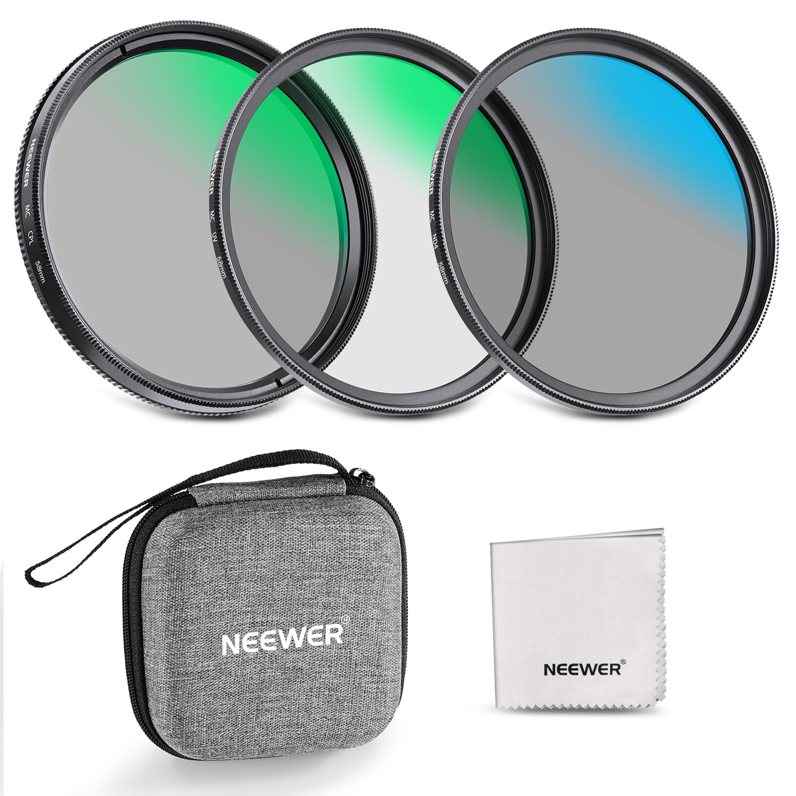 NEEWER 58mm UV/CPL/ND��󥺥ե��륿�����å� �ϡ��ɥ������Ǽ������ �ޥ�������ȸ��إ��饹 ����߹�����ե졼�� UV + ���и��� (C...