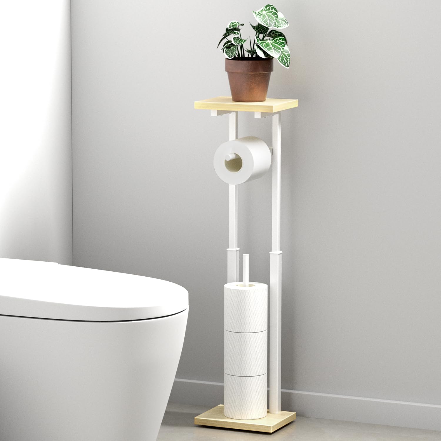 PRTONE トイレットペーパーホルダー 自立式 高さ約60.5/68.5/76.5cm三段階調整でき ペーパーホルダー ..