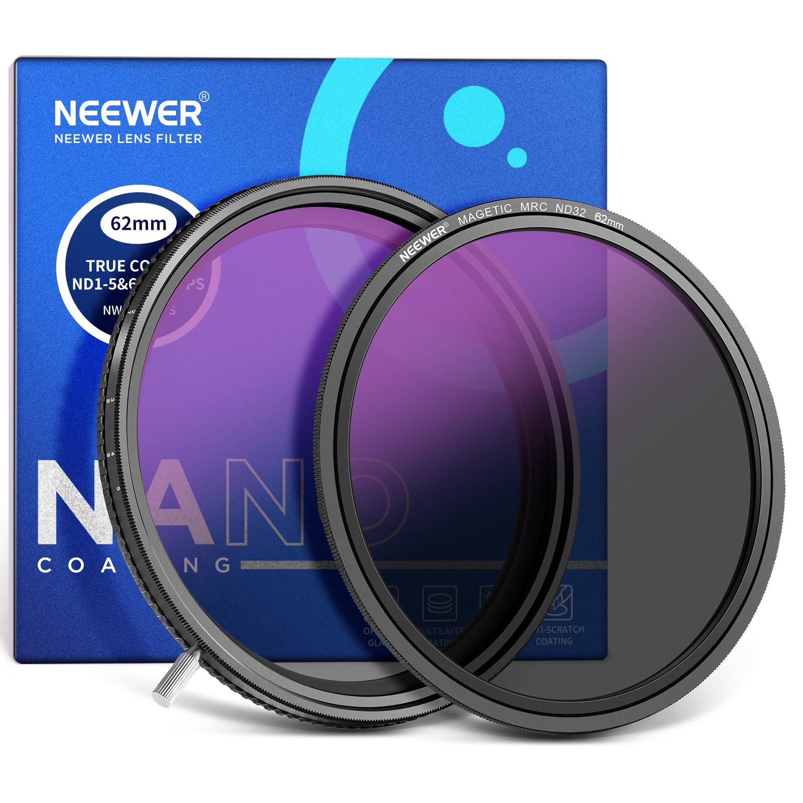 NEEWER 62mm ȥ롼顼ѥե륿 ե륿 ND2-512(1-9ȥå) VNDե륿ȼND32...
