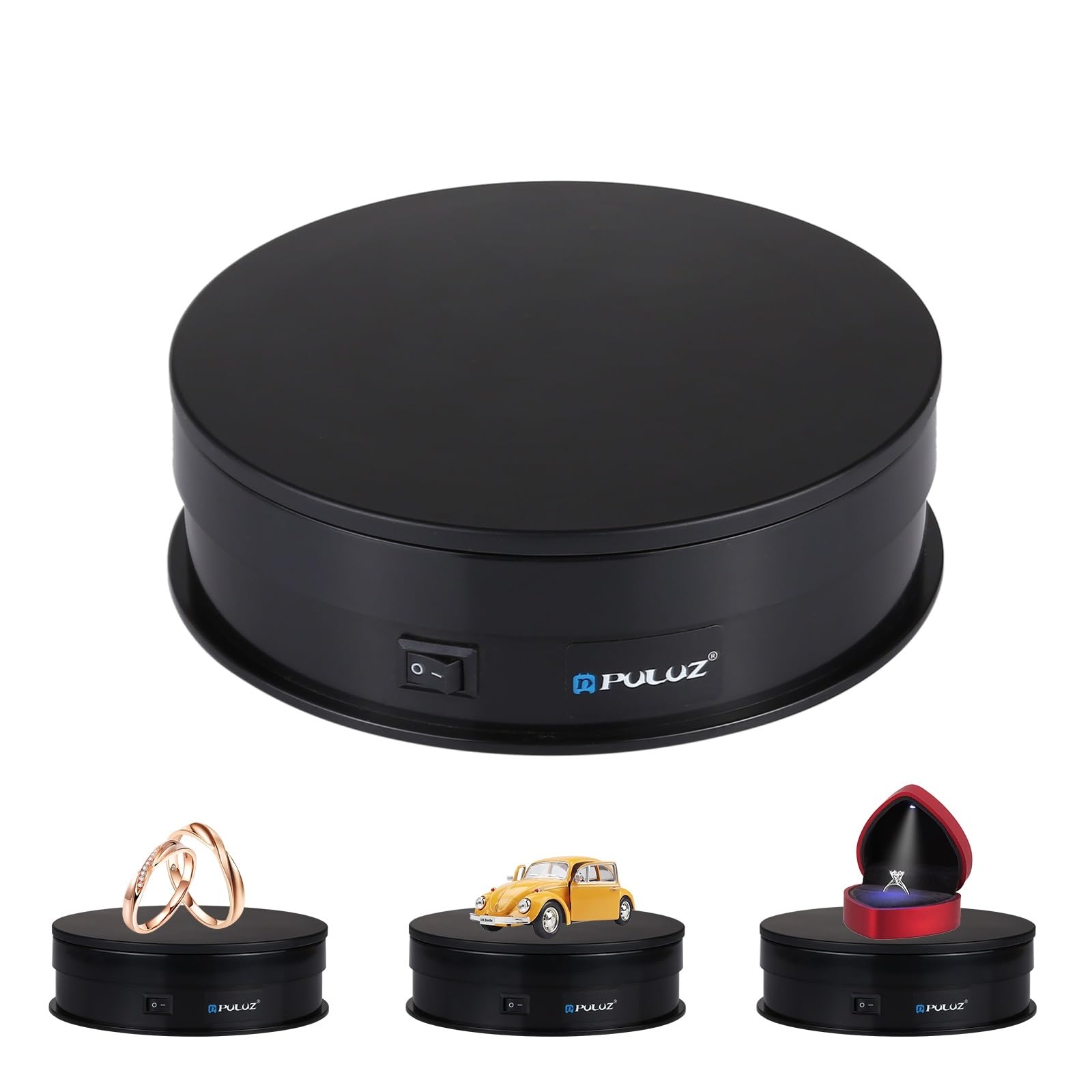 PULUZ 電動ターンテーブル 360°電動回転台 直径15cm ターンテーブル 回転式ディスプレイスタンド 耐荷重5KG 電動展示台 速度と方向を調整可能 安定性 低騒音 省電力 アニメーション撮影用/静物写真/商品展示/ジュエリーディスプレイ/ガンダム