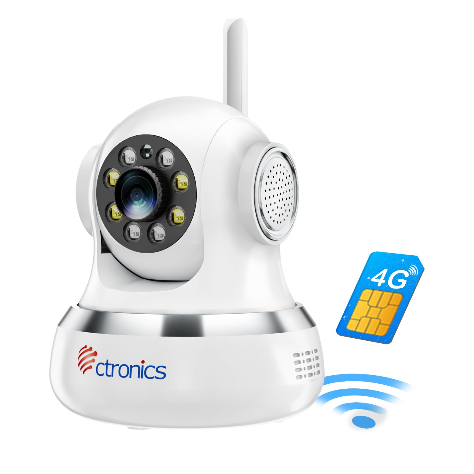 【 WiFi不要 4G LTE 】 Ctronics 防犯カメラ 自動追跡 見守りカメラ PC対応 ペットカメラ 24時間常時録画 スマート暗視 声光威嚇 SIMカード付属 300MBデータ体験 AI検知 アラーム通知 壁掛け/天井吊下げ パンチルト 家族