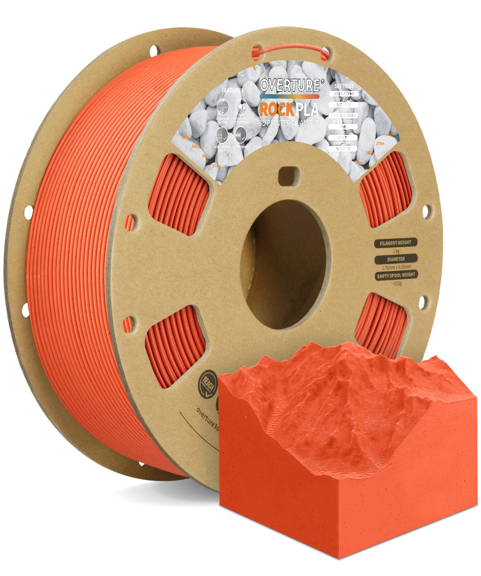 OVERTURE Rock PLA ե 3Dץ󥿡Ǻ 3Dץ󥿡 ե  PLA 1.75mm 1kg...