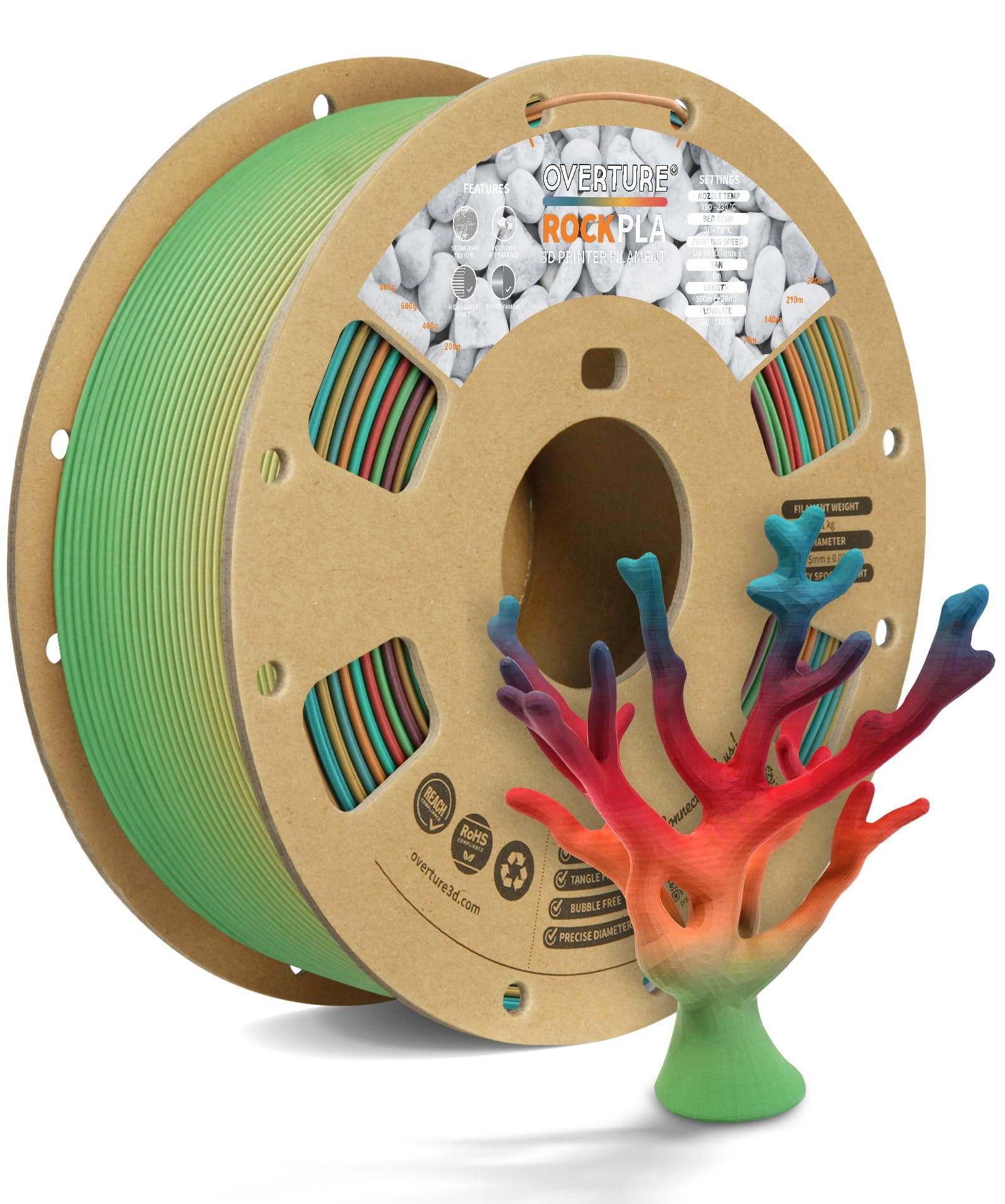 OVERTURE Rock PLA ե 3Dץ󥿡Ǻ 3Dץ󥿡 ե  PLA 1.75mm 1kg...