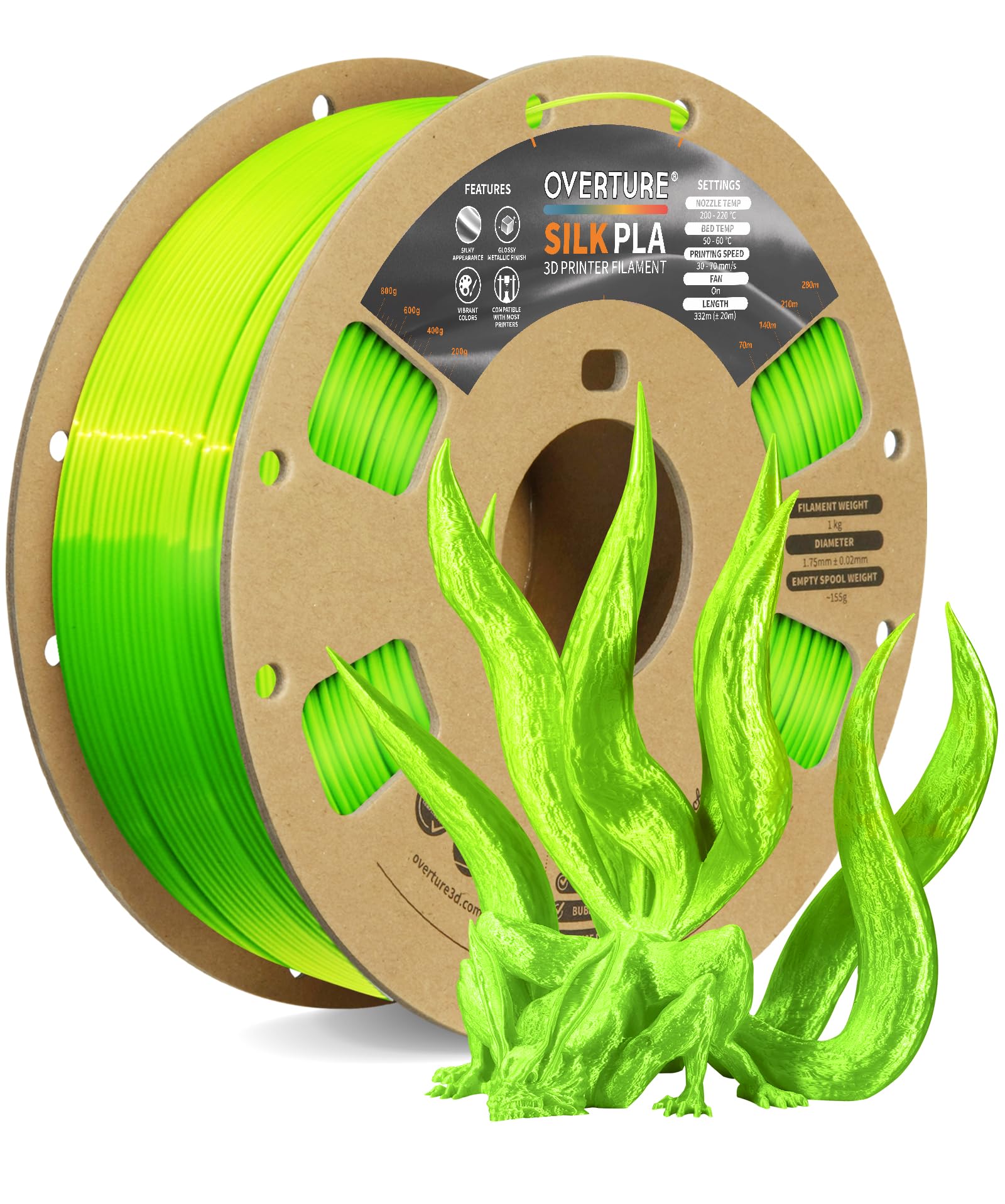 OVERTURE Silk PLA 1.75mm ͤޤɻ߸ 3Dץ󥿡եȡ1kg ס (2.2ݥ)ˡ ...