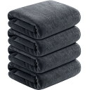 Cozyone バスタオル マイクロファイバー ふわふわ ホテル仕様 大判 60*120cm 4枚セット タオル 吸水速乾 肌触り(ダークグレー)