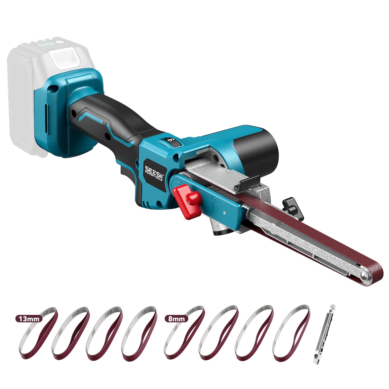 【2025年新登場】SEESII 電動サンダー 充電式ベルトサンダー 13mm/8mm幅ベルト兼用 ブラシレスモータ搭..