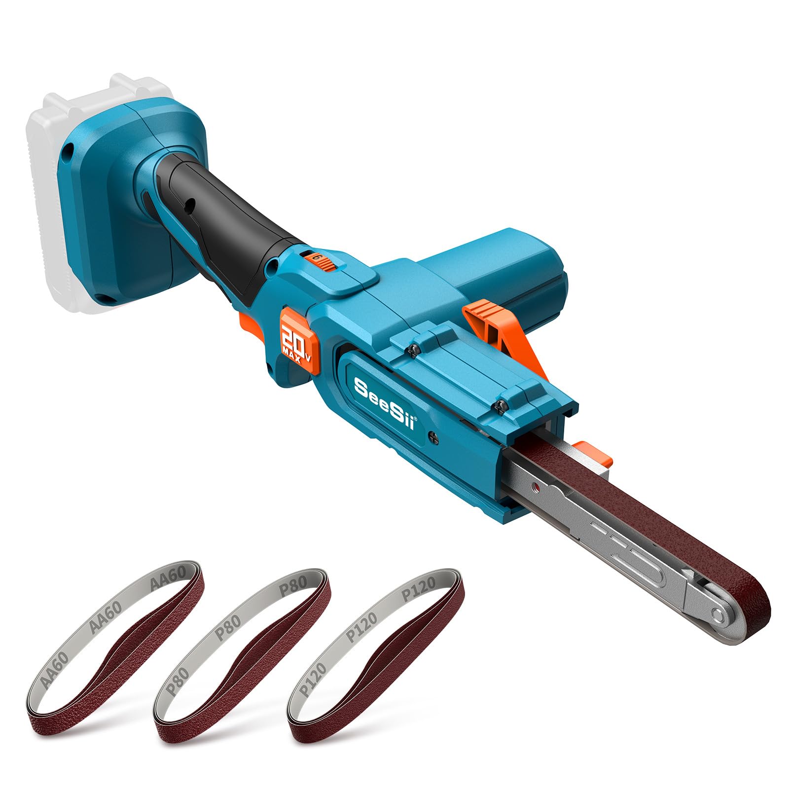 SEESII 電動サンダー 充電式サンダー ベルト 13mm 9枚研磨ベルトサンドペーハ 6段階調速 マキタ18vバッ..