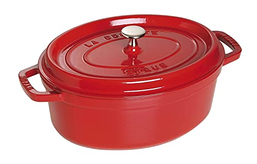 Ih Compatible - staub ストウブ 「 ピコ ココット オーバル チェリー 31cm 」 大きい 両手 鋳物 ホーロー 鍋 IH対応 【日本正規販売品】 La Cocotte Oval 40509-866