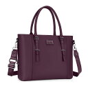 MOSISO 女性用 ラップトップトートバッグ、(17-17.3 インチ) 、防水 PUレザー 手提げ ショルダーバッグ(プラム パープル)
