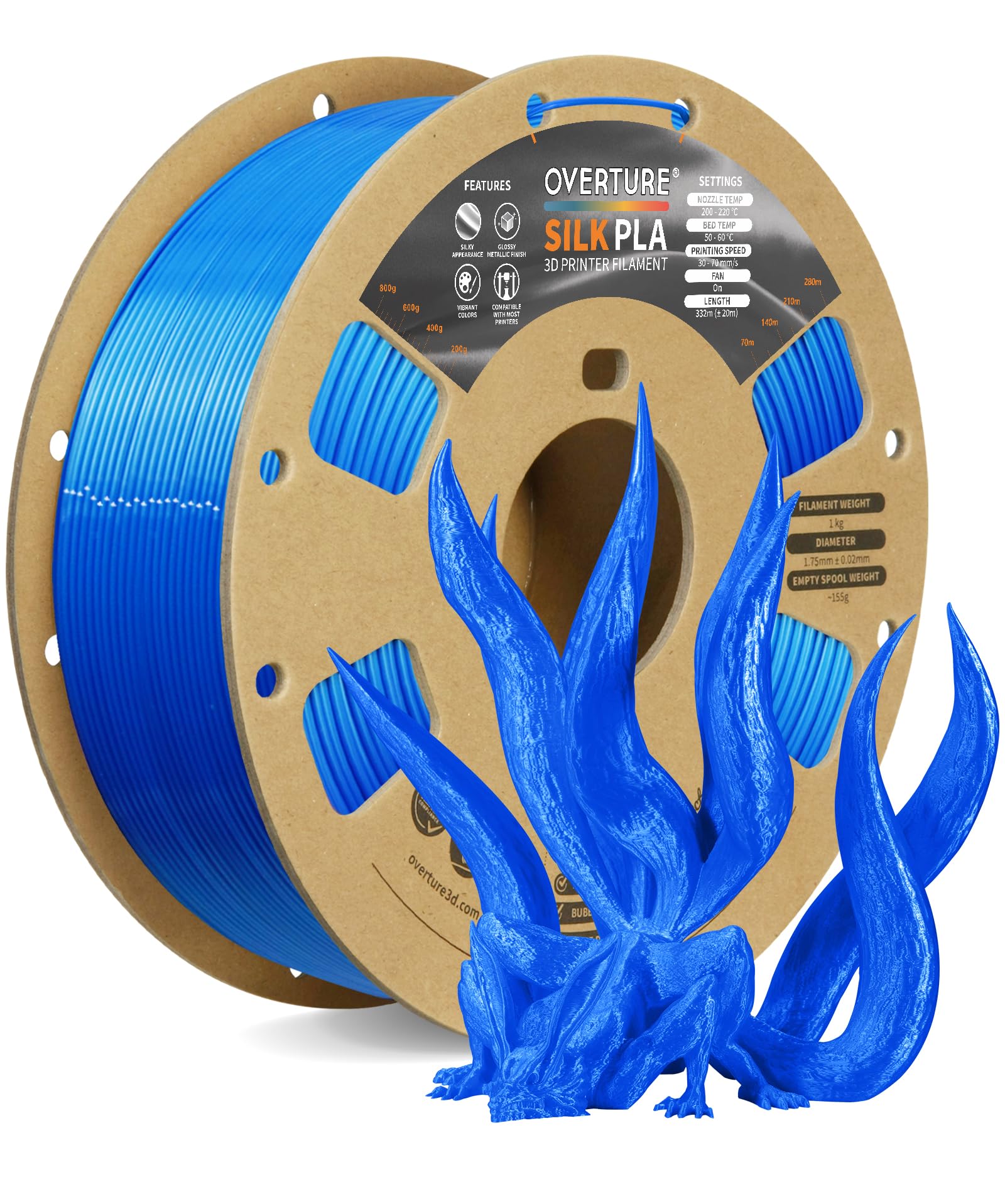 OVERTURE SILK PLA ե 1.75mm3D ץ󥿡 եȡ1kg ե (2.2 ݥ)...