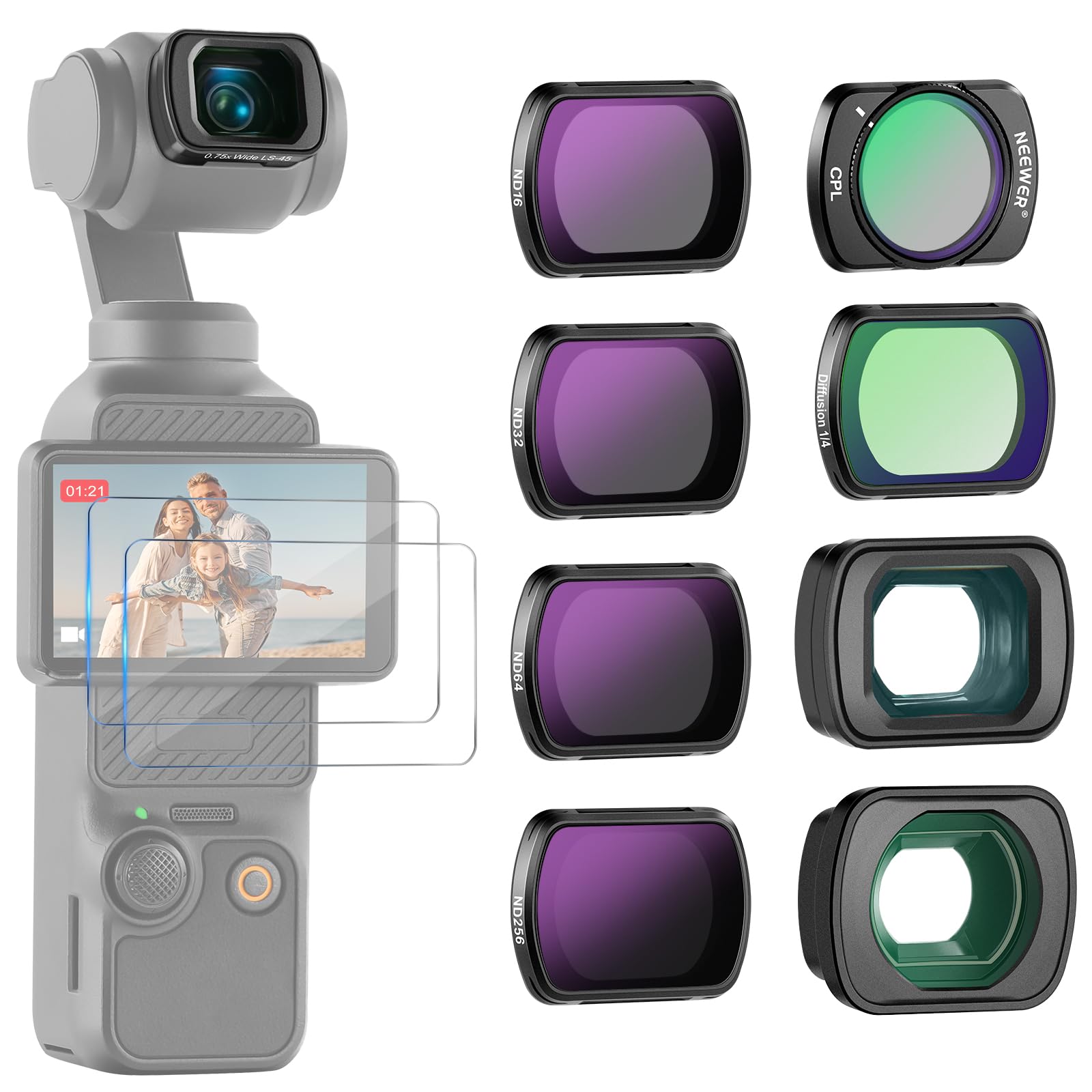 NEEWER NDե륿å(6)&0.75Xѥ ѥ֥ DJI Osmo Pocket 3 ND16 ND32 ND...