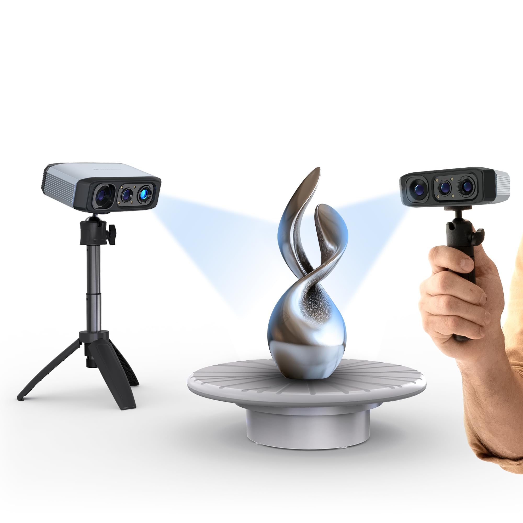 3DMakerpro Moose 3Dスキャナー、0.03mmの精度を持つハンドヘルド3Dスキャナー、24ビットカラーカメラ、手ブレ防止の光学レンズ、ミニチュアサイズ、最大10FPSのスキャン速度、3Dプリント用， Windows/MacOS 用 (moo
