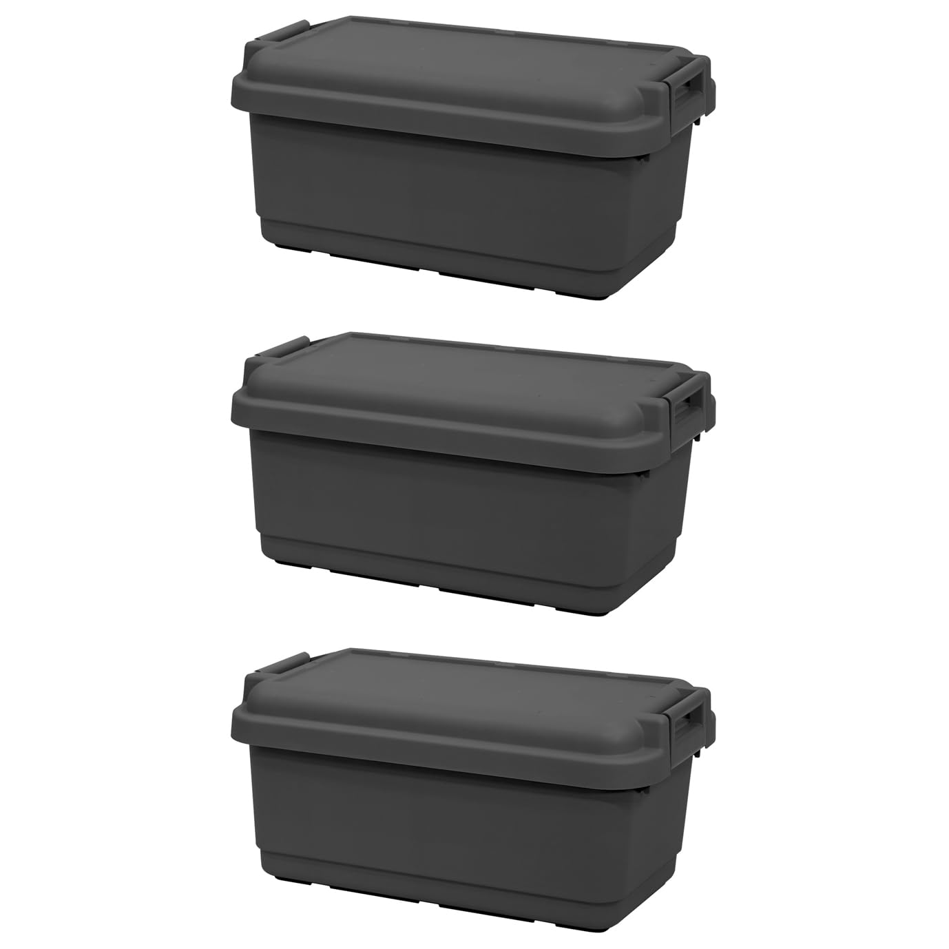 Rakuten - JEJアステージ 収納ボックス 日本製 簡易密閉型 パッキン付き アウトドア キャンプ スツール 耐荷重100kg 積み重ね [グランポット 73L] ダークグレー 幅84×奥行40×高さ38cm 3個セット
