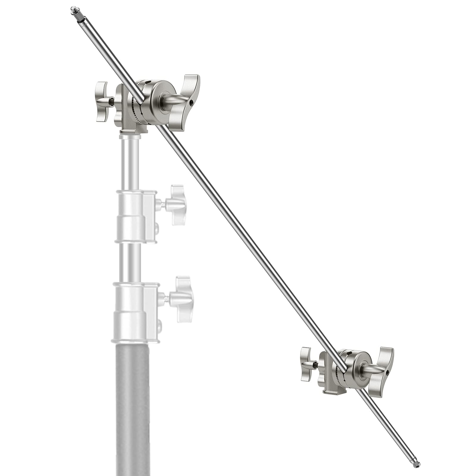 樂天商城 - NEEWER 伸縮可能なグリップアーム 2個のグリップヘッド付き 127cmブームアーム アルミ合金製 ライトスタンド、リフレクターと他の機器に対応 スタジオビデオ写真用（銀