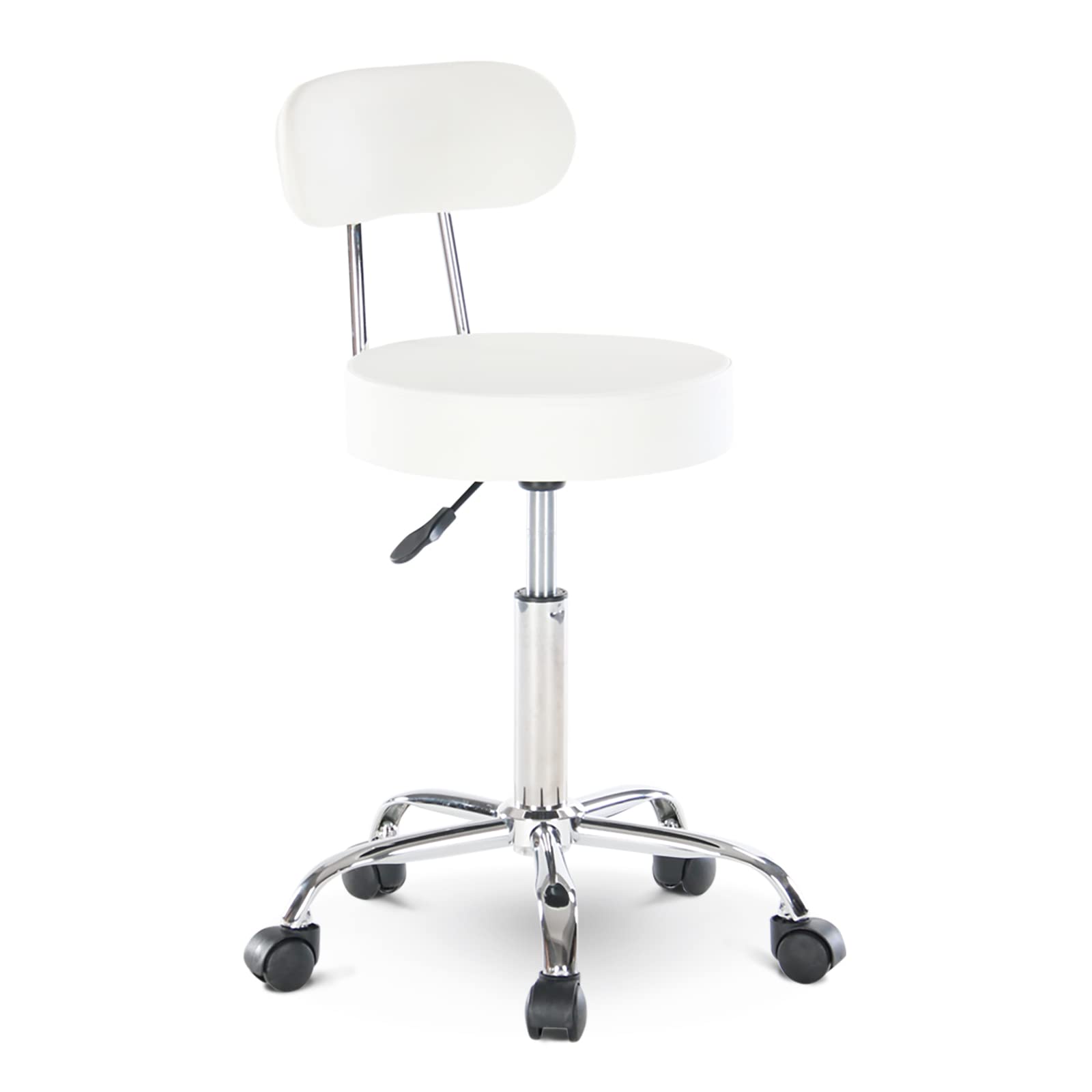 楽天SelectSHOP 岐阜 楽天市場店Altrobene 丸椅子 背もたれ付き カウンターチェア キャスター付き 昇降式 スツール 座り心地がいい 高さ調整 椅子 360°回転 診察椅子 キッチン 台所仕事 チェア ホワイト