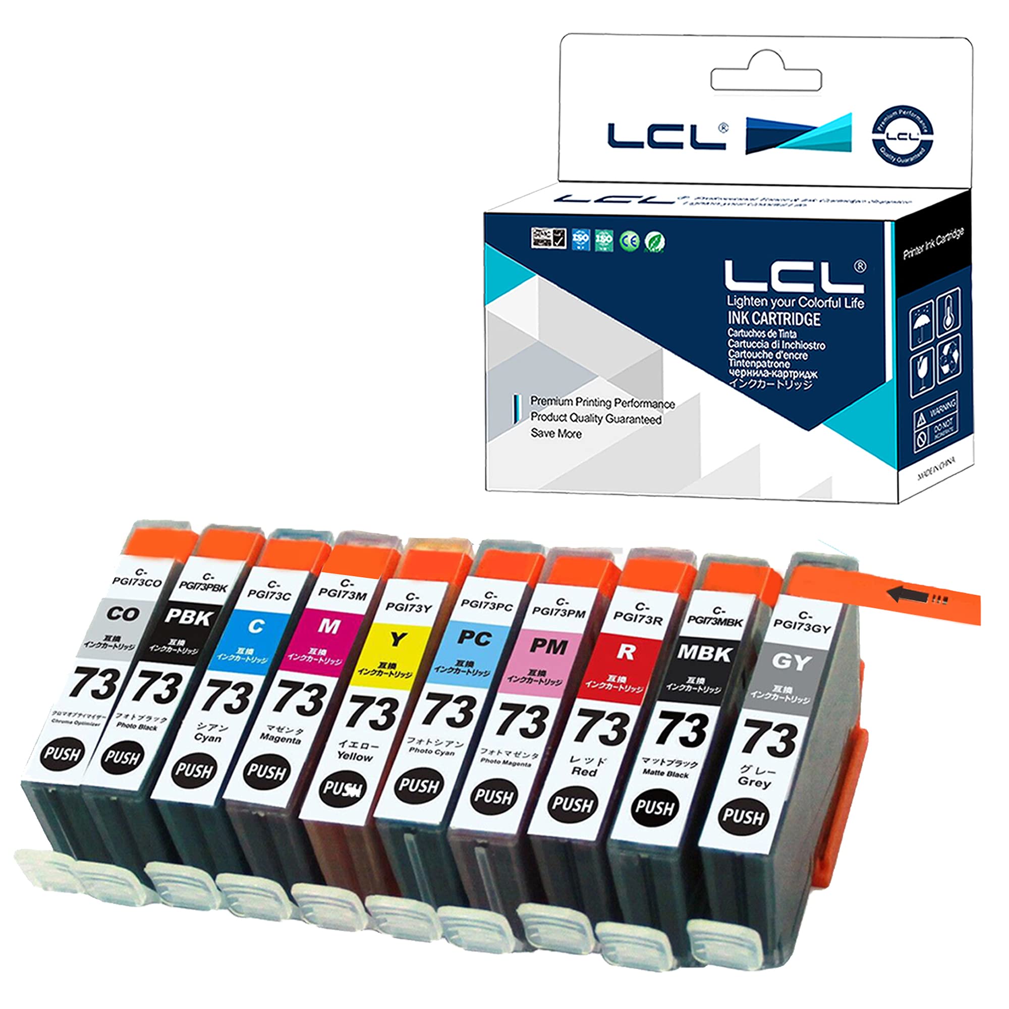 Rakuten - LCL Canon用 キャノン用 PGI-73 (10色セット PBK MBK C M Y PC PM R GY CO) 互換インクカートリッジ 対応機種：PIXUS Pro-10 Pro-10s