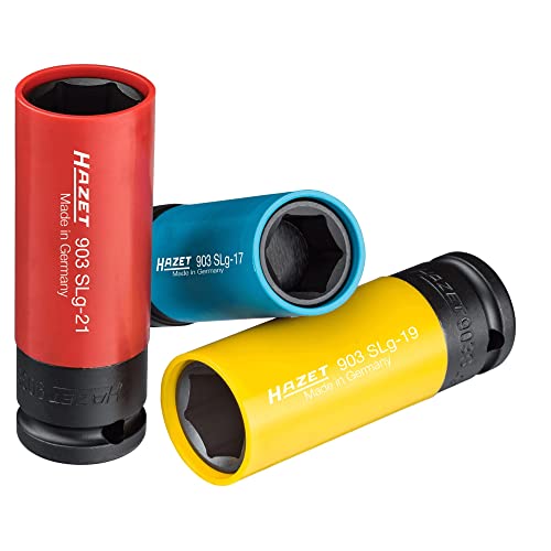 Rakuten - HAZET(ハゼット) ソケットスパナセット 12.5 mm角ドライブ(1/2インチ)、スパナサイズ17~21 mm、プラスチックスリーブ付き|アルミリム付きタイヤ用の優しいホイールフィッティング 【日本正規輸入品】 903SPC/3