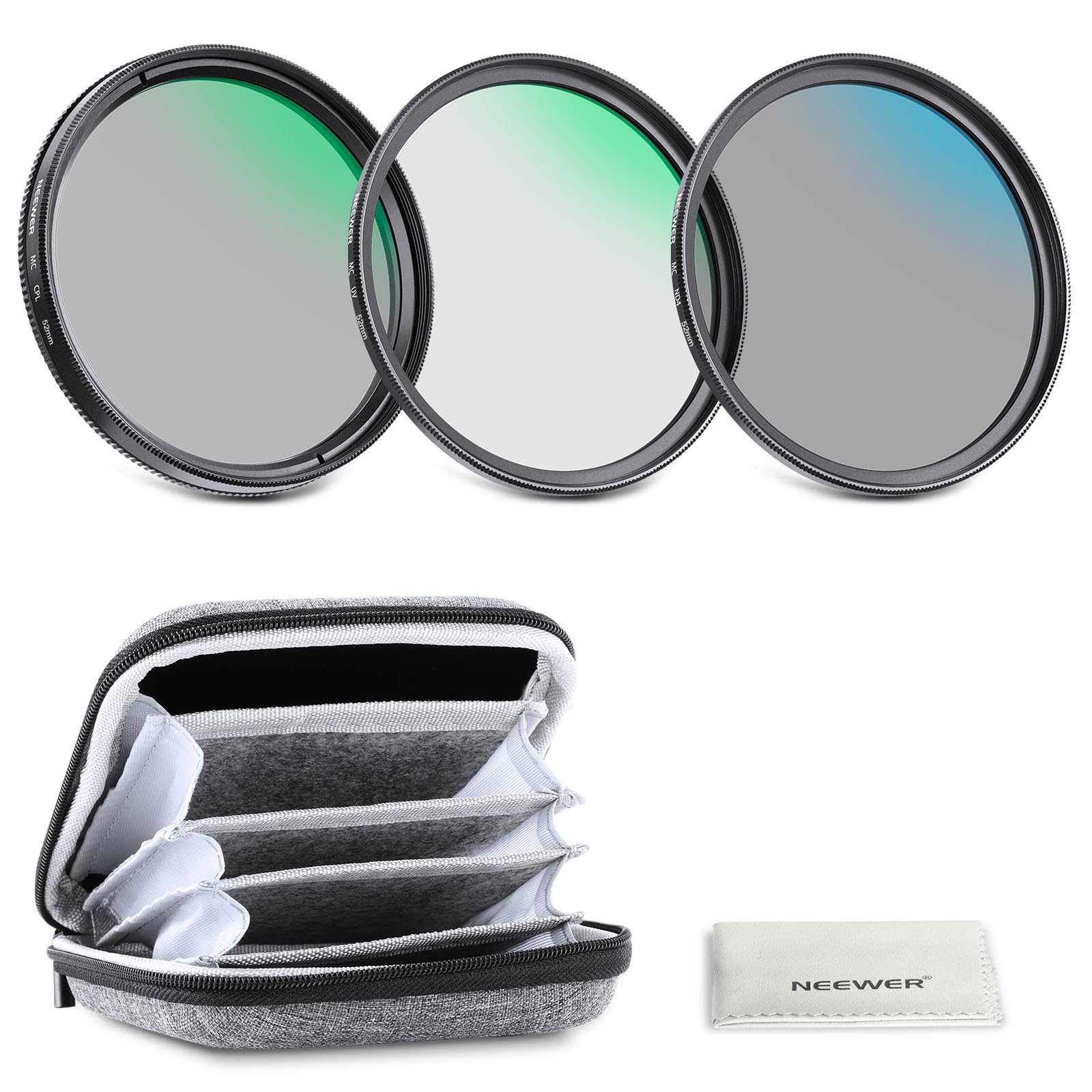 NEEWER 52mm UV/CPL/ND��󥺥ե��륿�����å� �ϡ��ɥ������Ǽ������ �ޥ�������ȸ��إ��饹 ����߹�����ե졼�� UV + ���и��� (C...