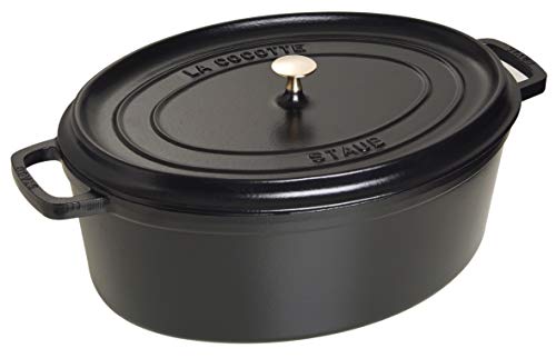 IH对应 - staub ストウブ 「 ピコ ココット オーバル ブラック 31cm 」 大きい 両手 鋳物 ホーロー 鍋 IH対応 【日本正規販売品】 La Cocotte Oval 40509-319