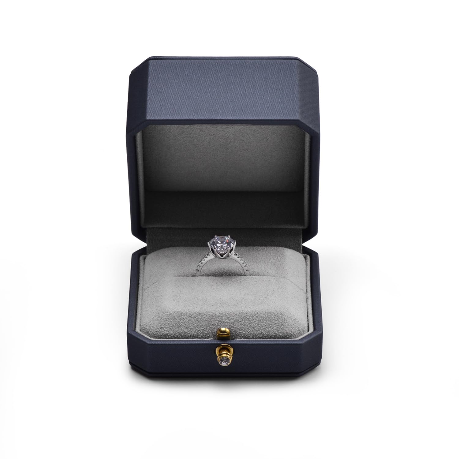 Rakuten - Oirlv 指輪ケース リングケース PUレザー 持ち運び ミニ 1個用 プロポーズ 記念日 結婚などに適当 ギフトケース H07601 (ネイビー)